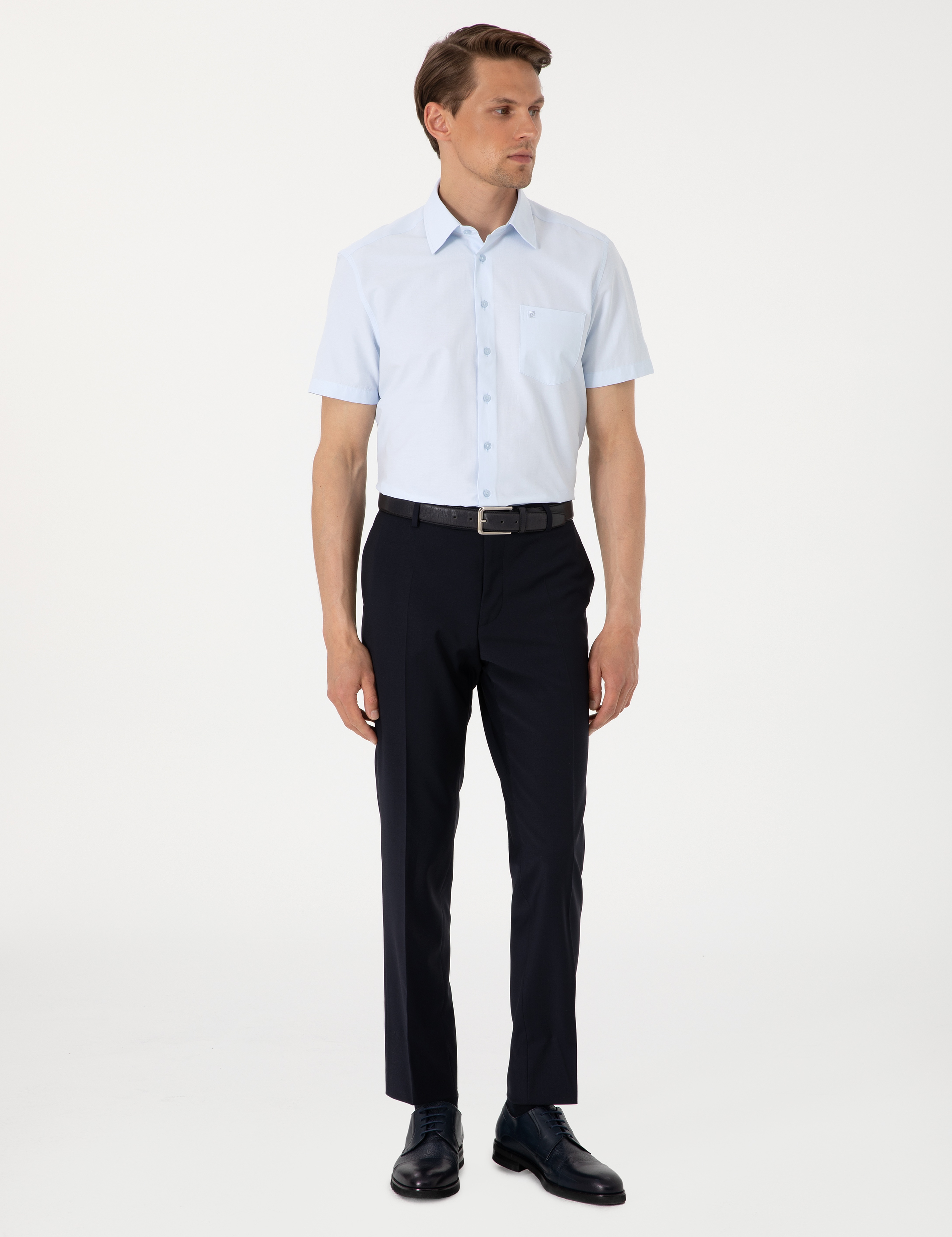 Açık Mavi Regular Fit Kısa Kollu Gömlek - Image 4