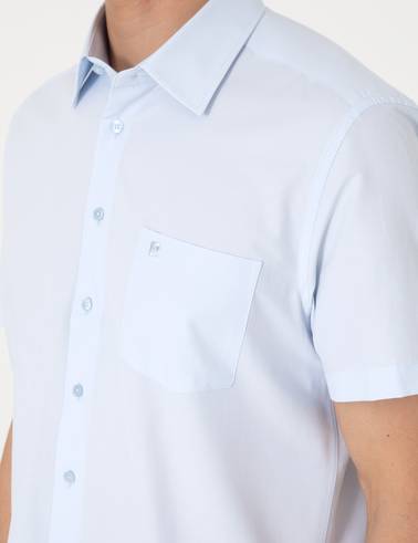 Açık Mavi Regular Fit Kısa Kollu Gömlek