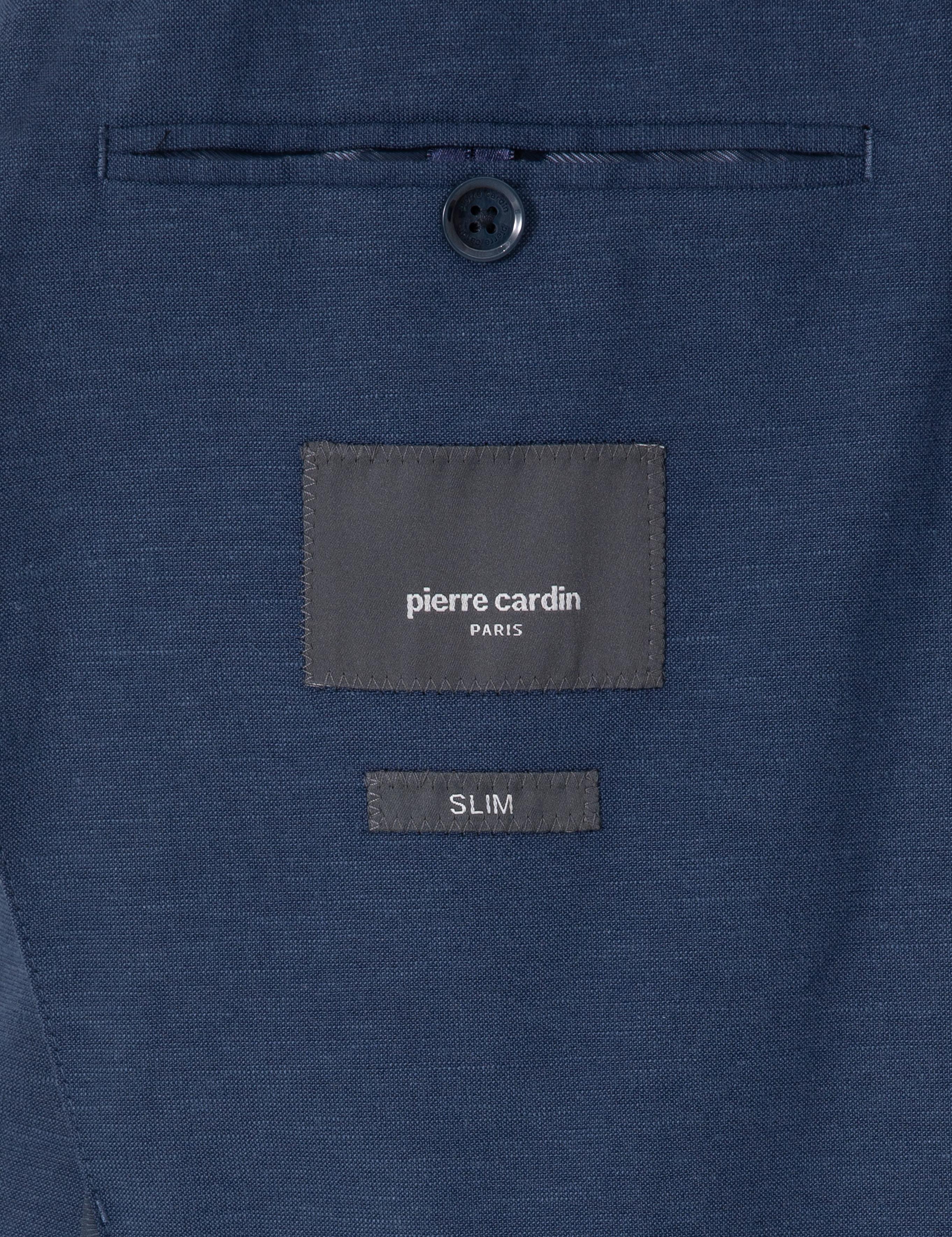 Lacivert Slim Fit Keten Karışımlı Takım Elbise