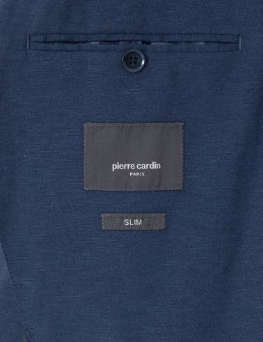 Lacivert Slim Fit Keten Karışımlı Takım Elbise