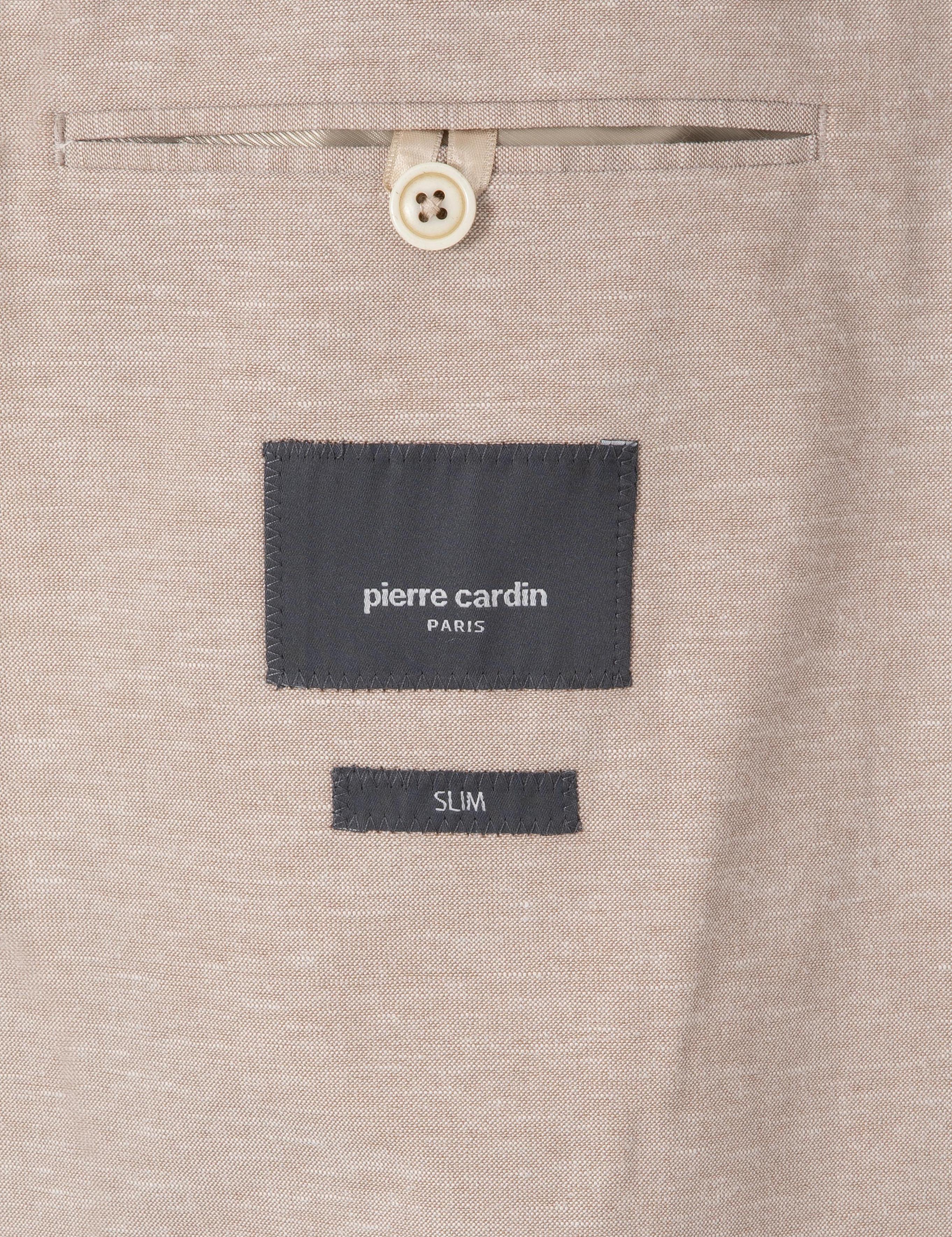 Açık Kahverengi Slim Fit Keten Karışımlı Takım Elbise