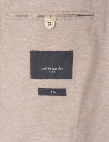 Açık Kahverengi Slim Fit Keten Karışımlı Takım Elbise
