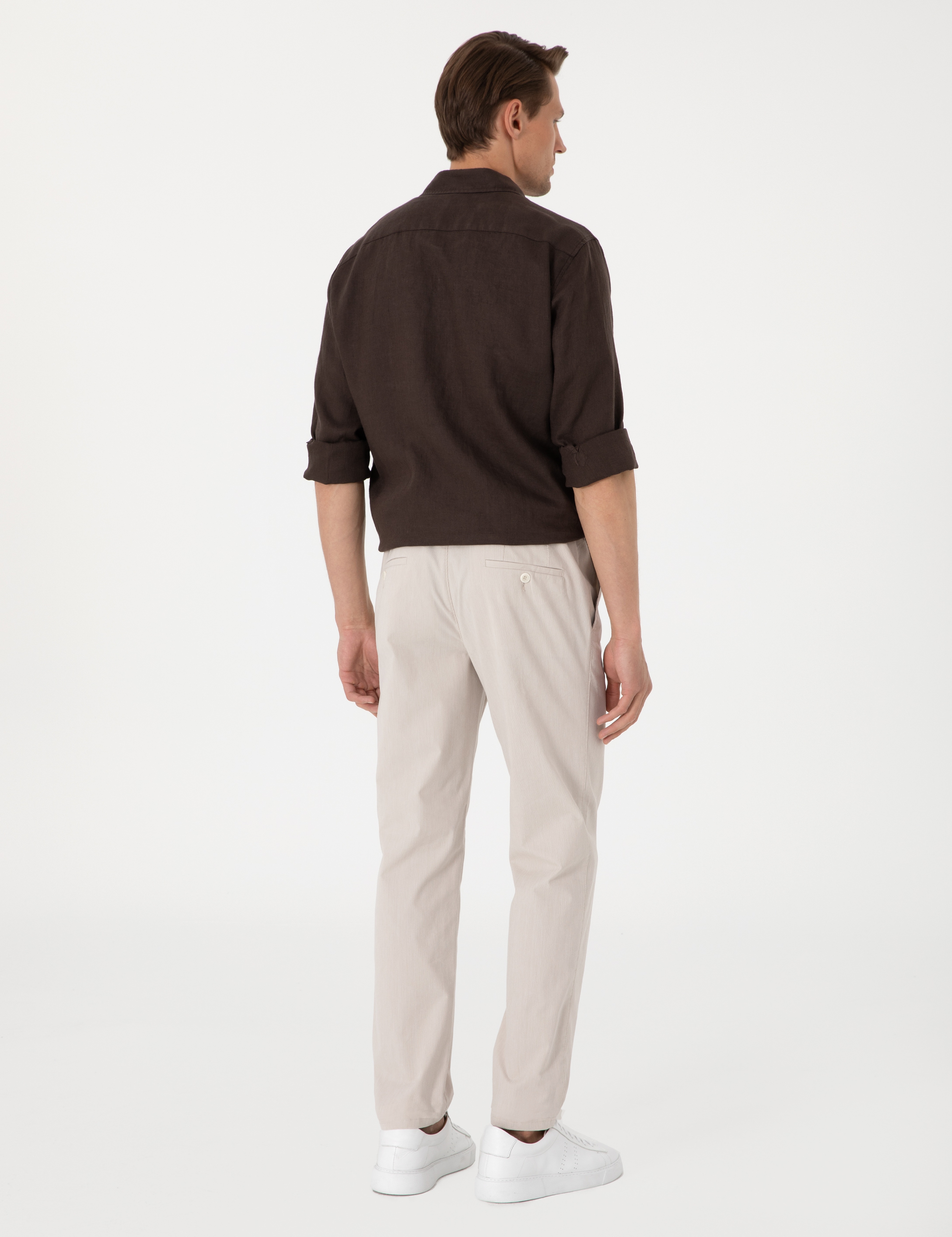 Bej Ex. Slim Fit Kumaş Pantolon - Image 4