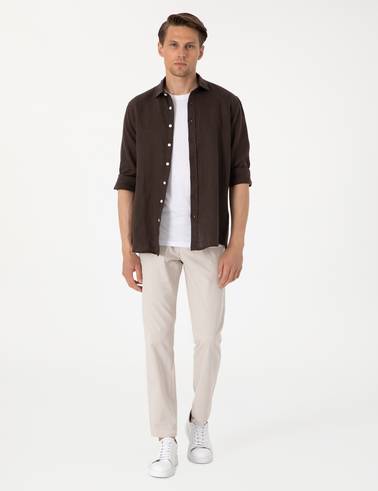 Bej Ex. Slim Fit Kumaş Pantolon