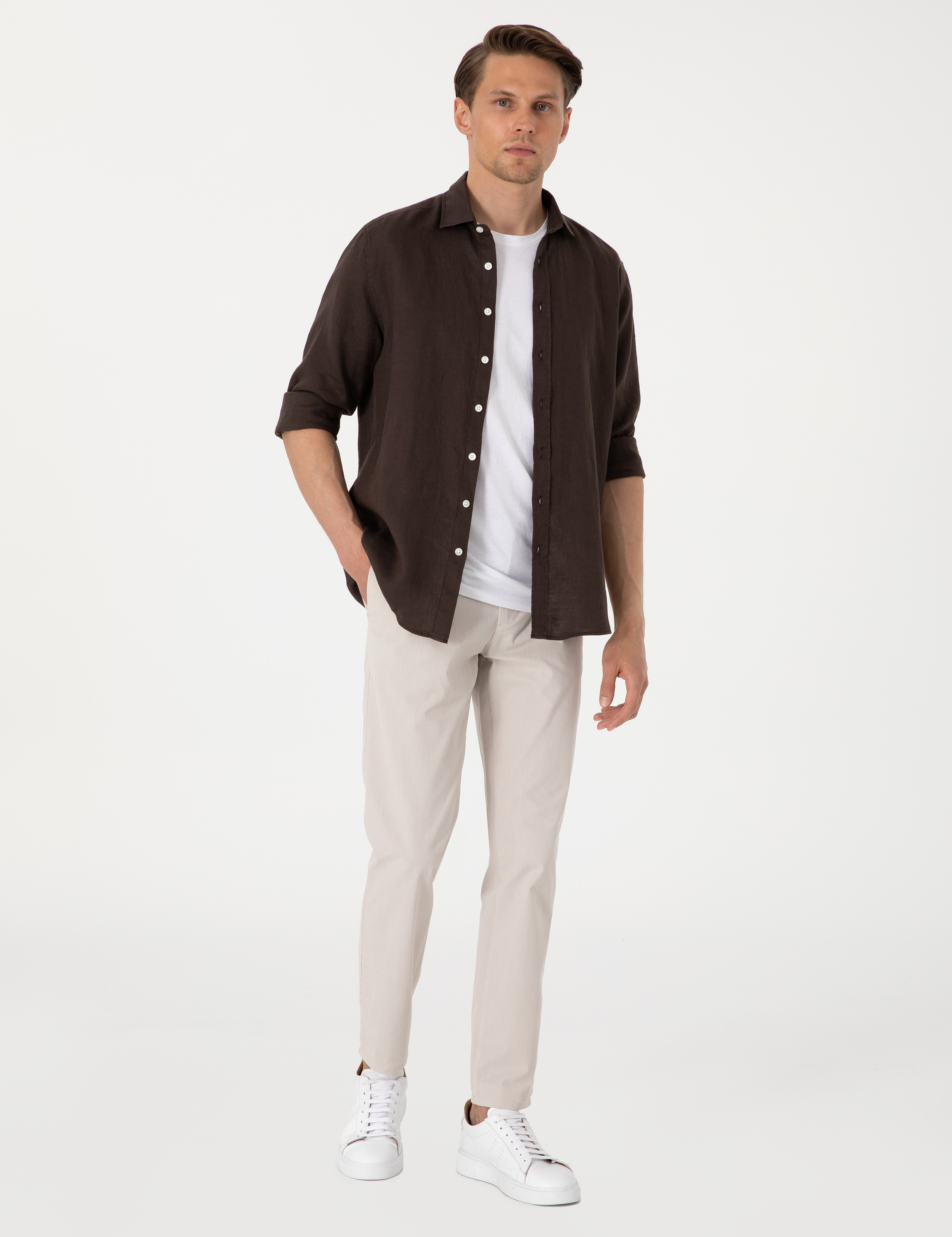 Bej Ex. Slim Fit Kumaş Pantolon - Image 1
