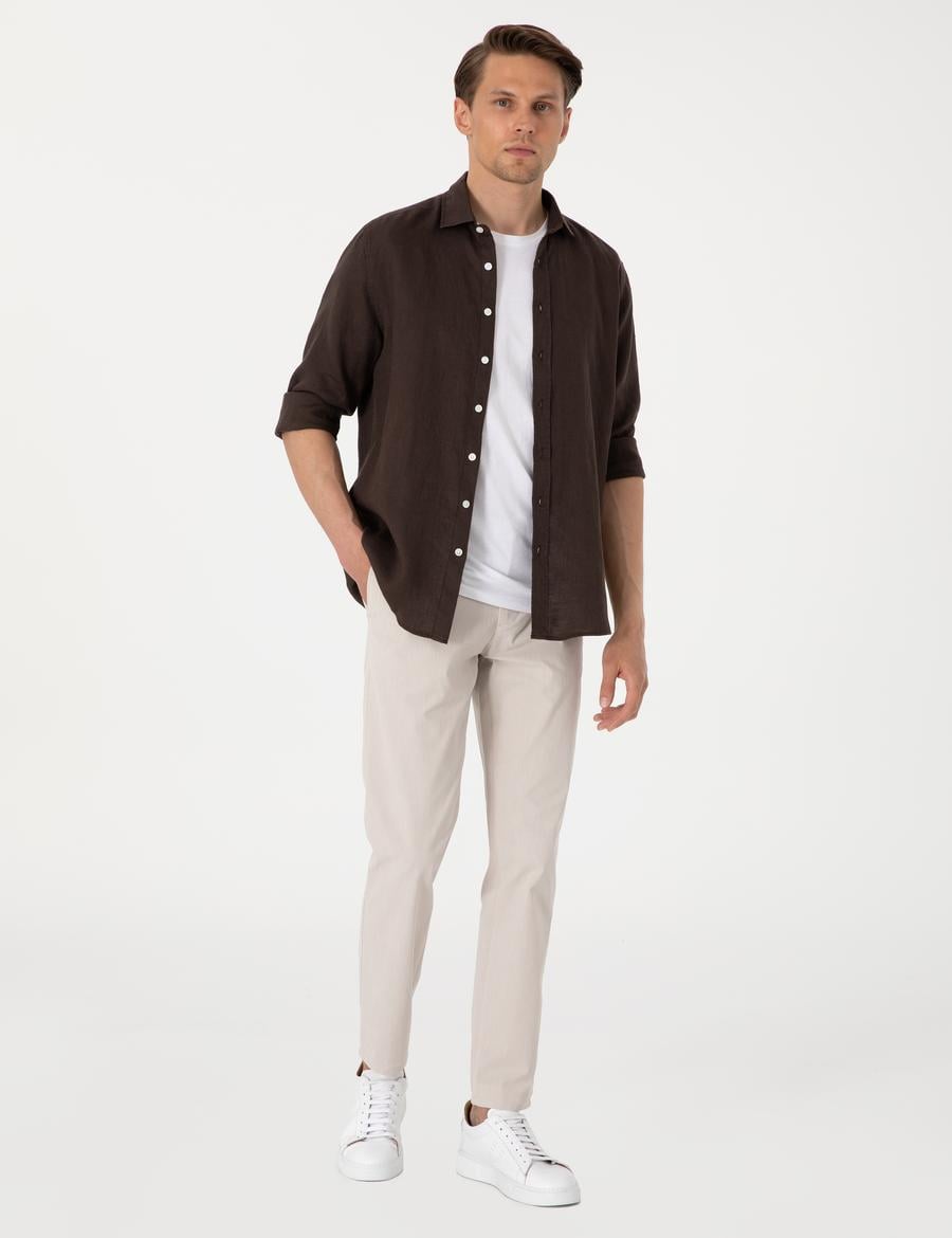 Bej Ex. Slim Fit Kumaş Pantolon