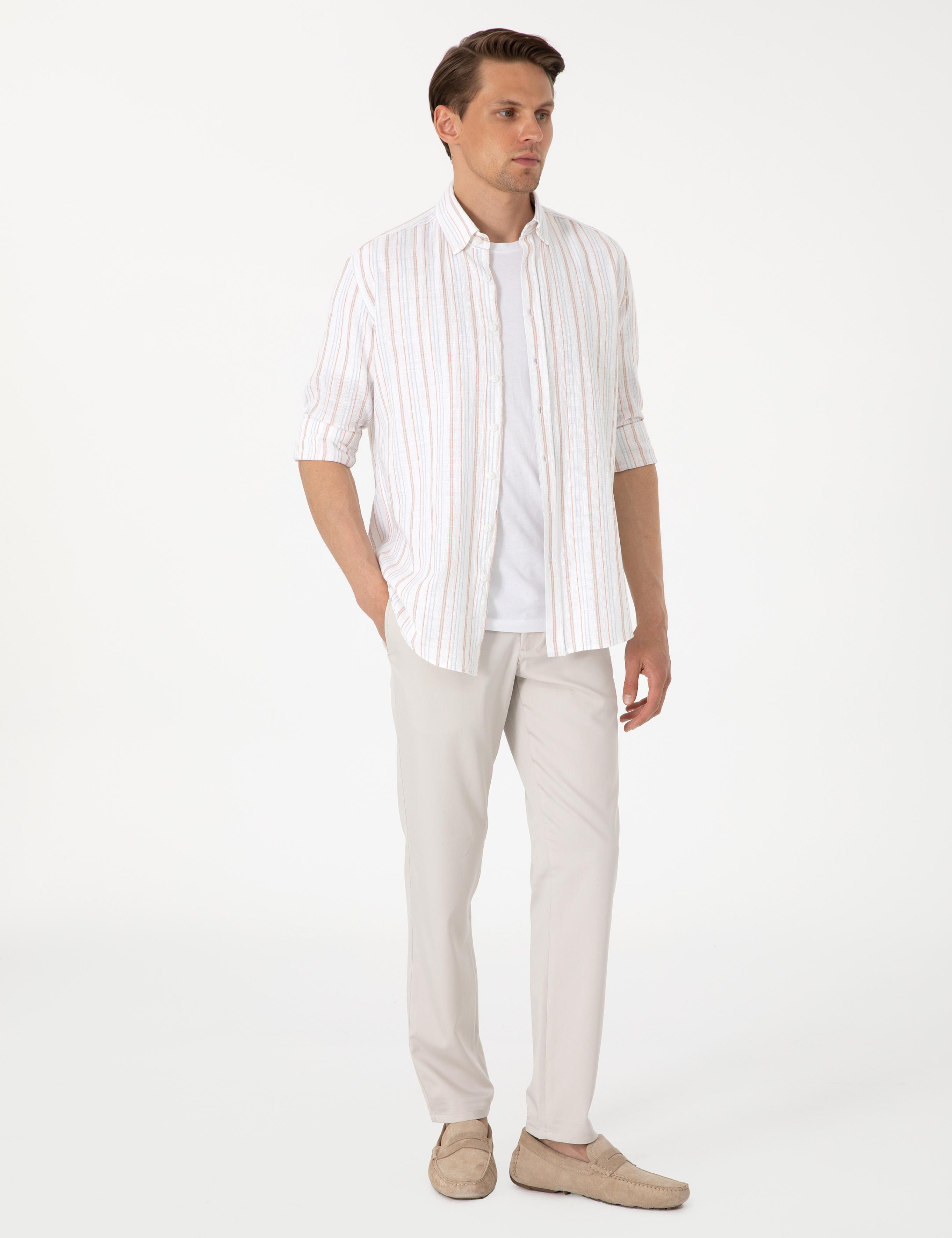 Bej Ex. Slim Fit Kumaş Pantolon