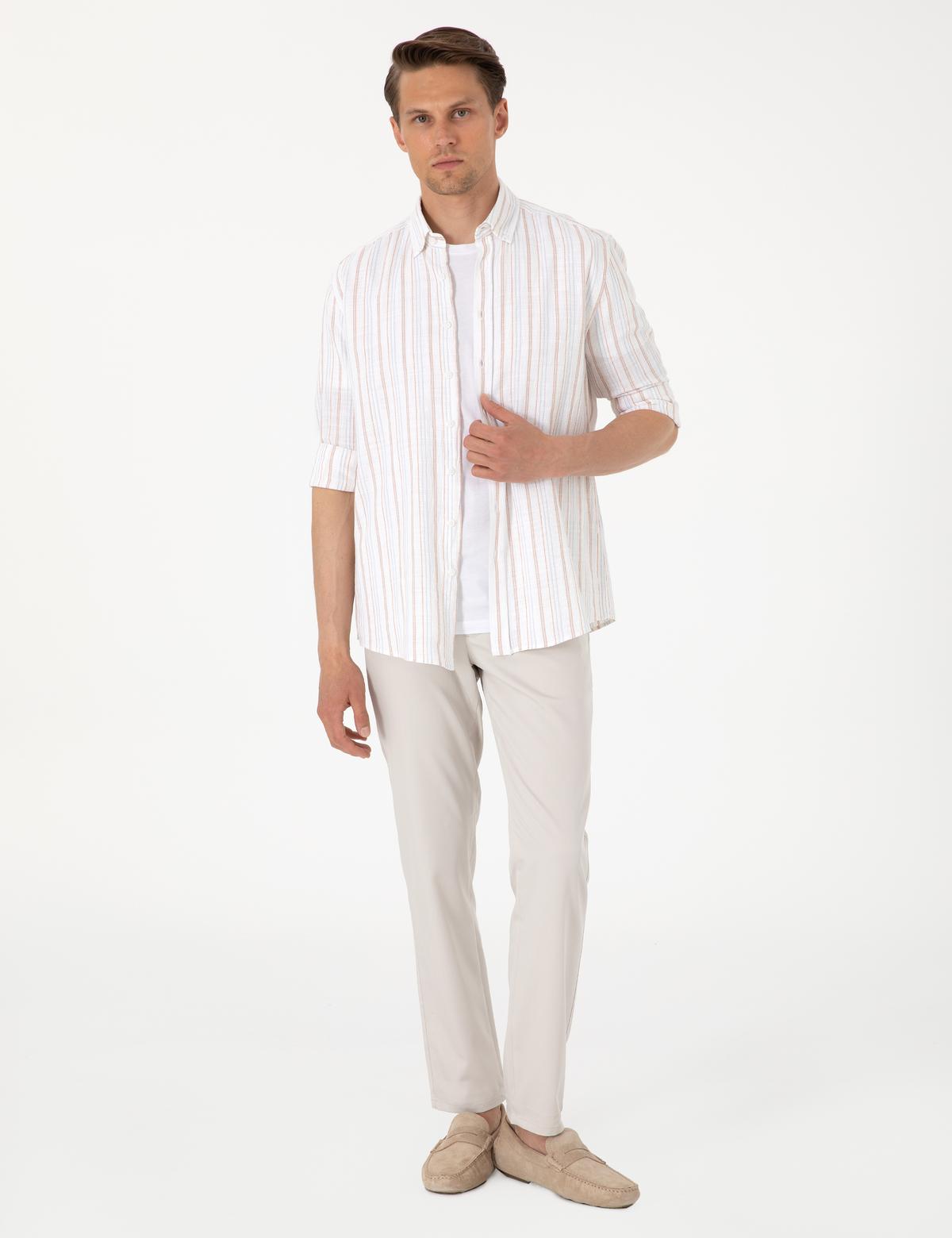 Bej Ex. Slim Fit Kumaş Pantolon