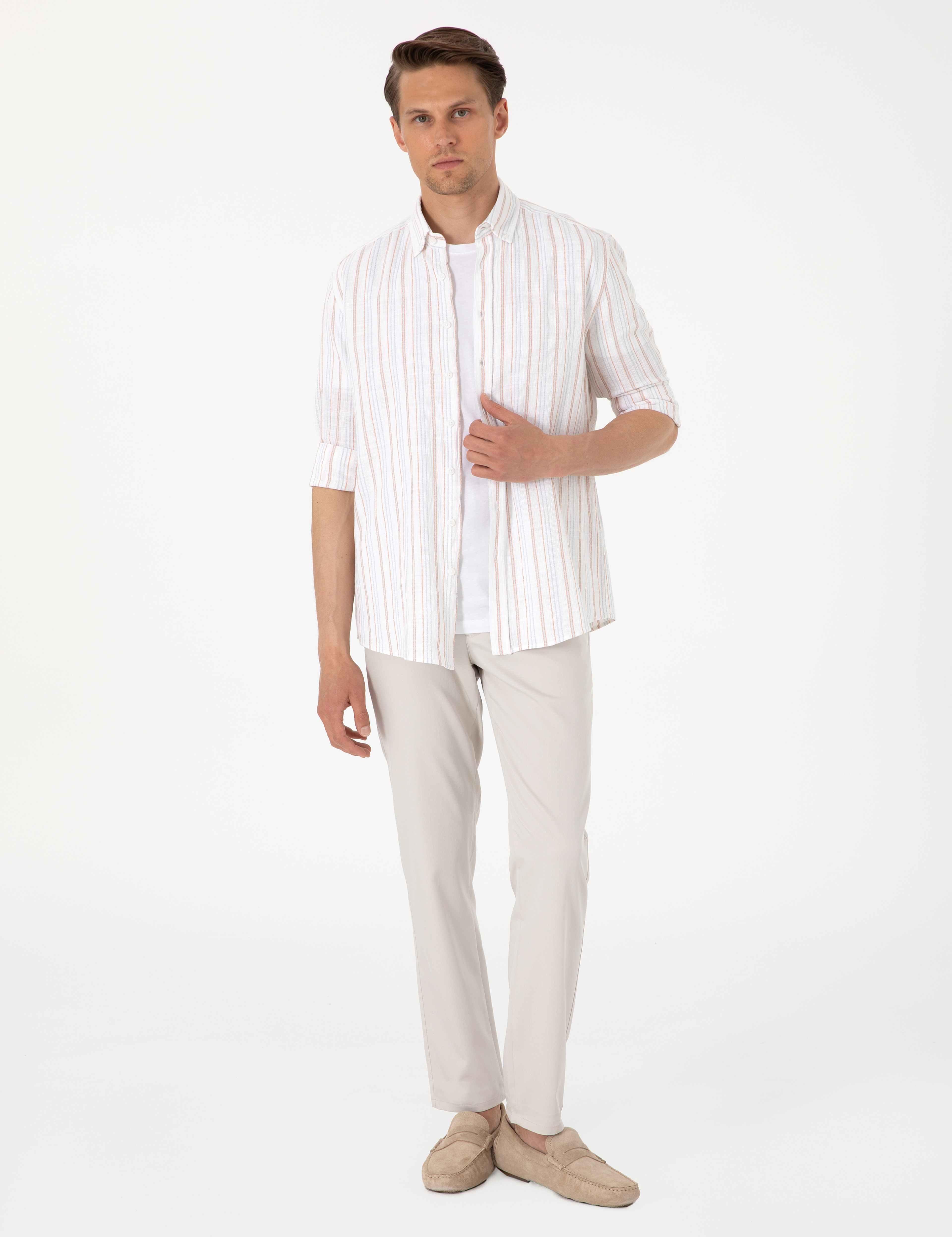 Bej Ex. Slim Fit Kumaş Pantolon - Image 1