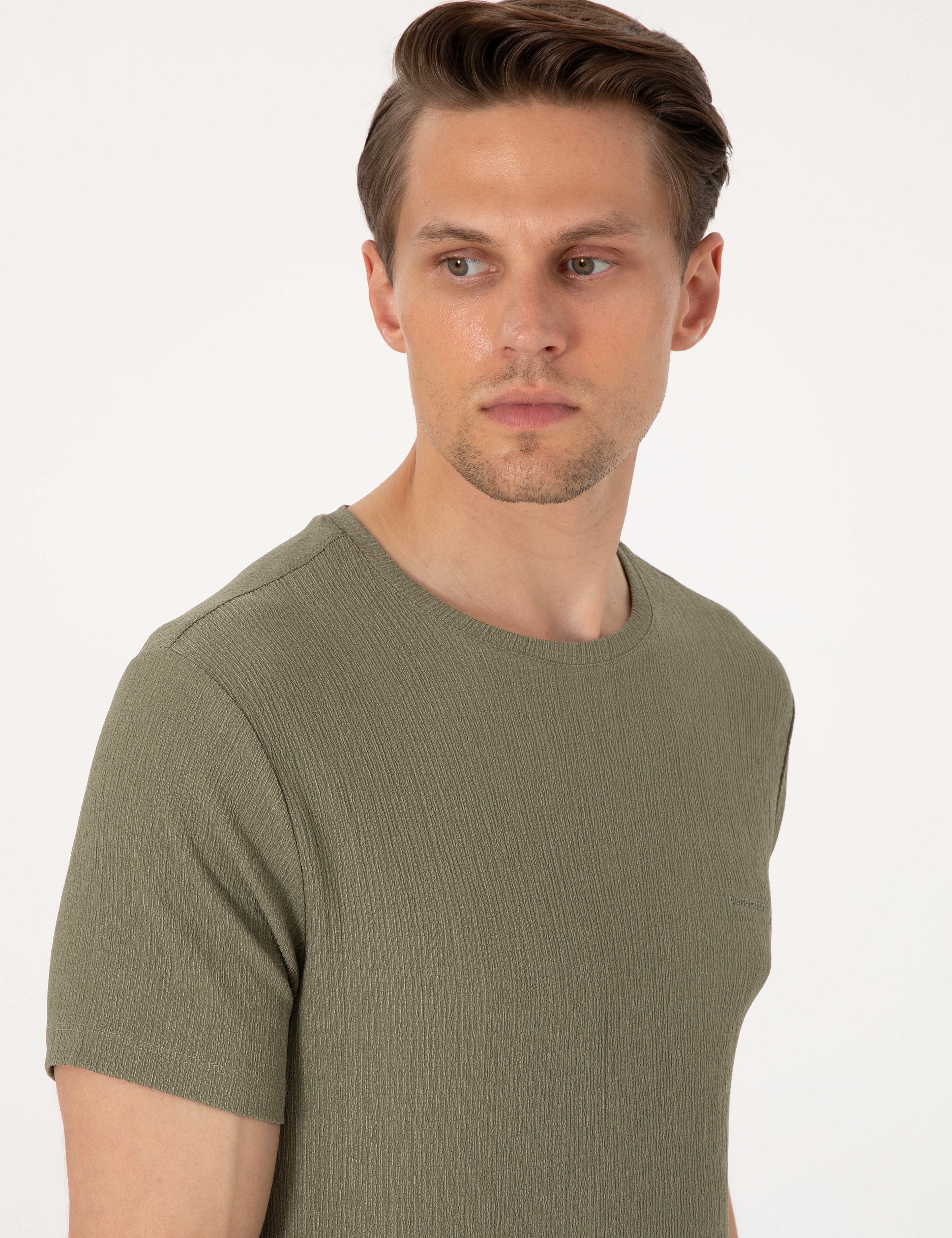 Haki Slim Fit Tişört - Image 2