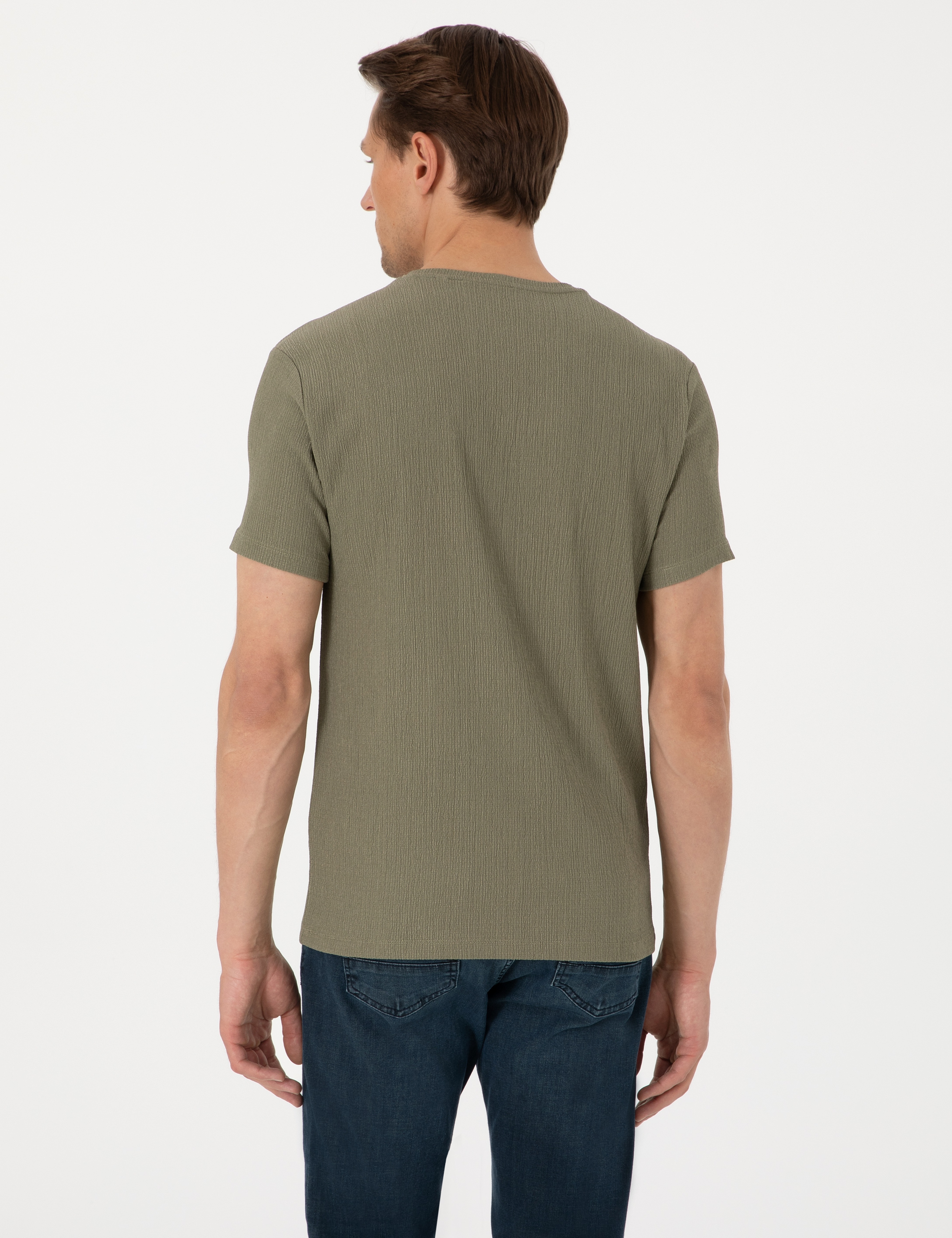Haki Slim Fit Tişört - Image 5