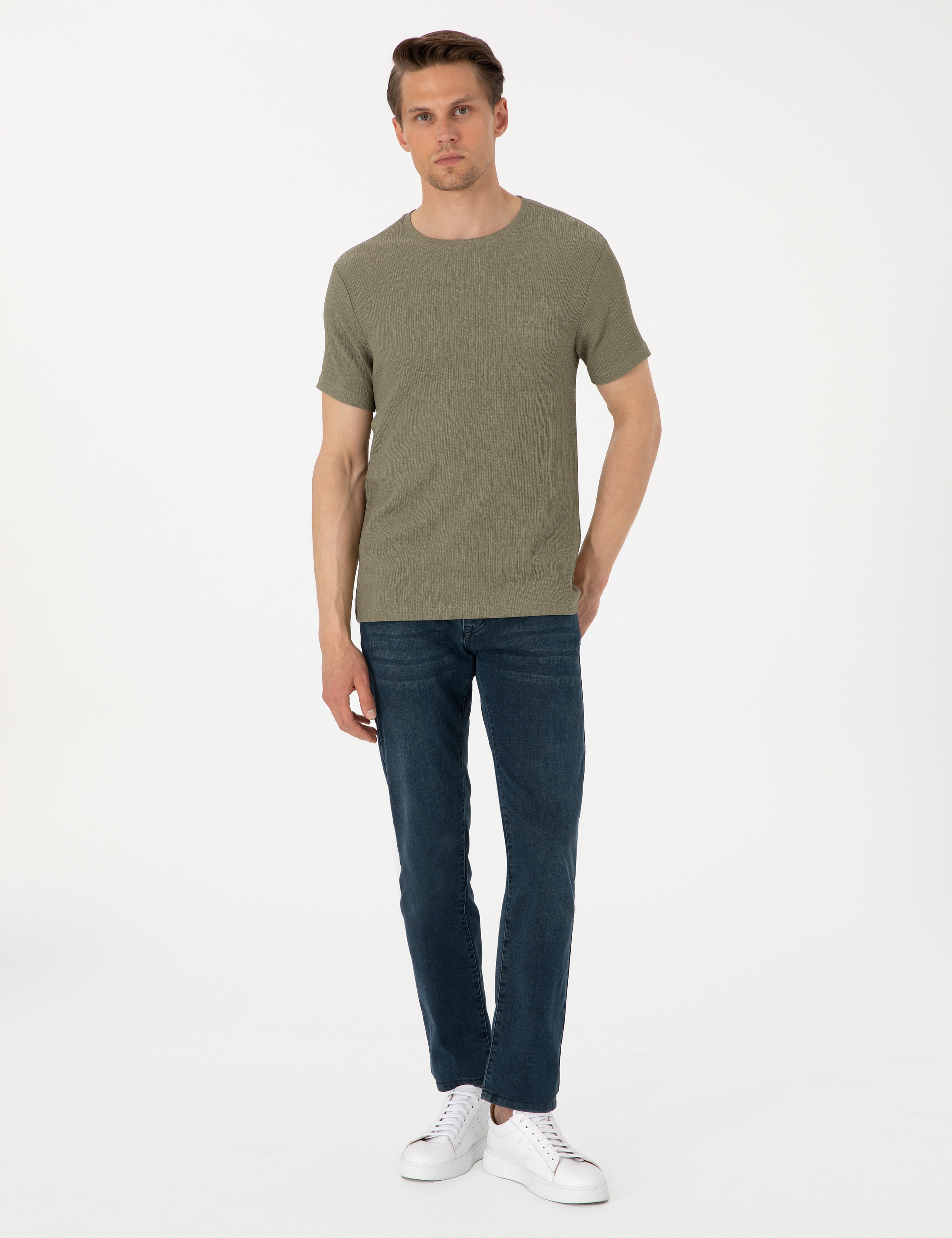 Haki Slim Fit Tişört - Image 4