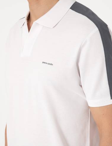 Koyu Gri Kol Detaylı Slim Fit %100 Pamuk Apaş Yaka Tişört