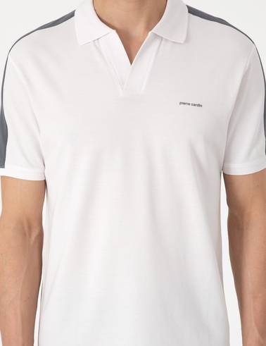 Koyu Gri Kol Detaylı Slim Fit %100 Pamuk Apaş Yaka Tişört