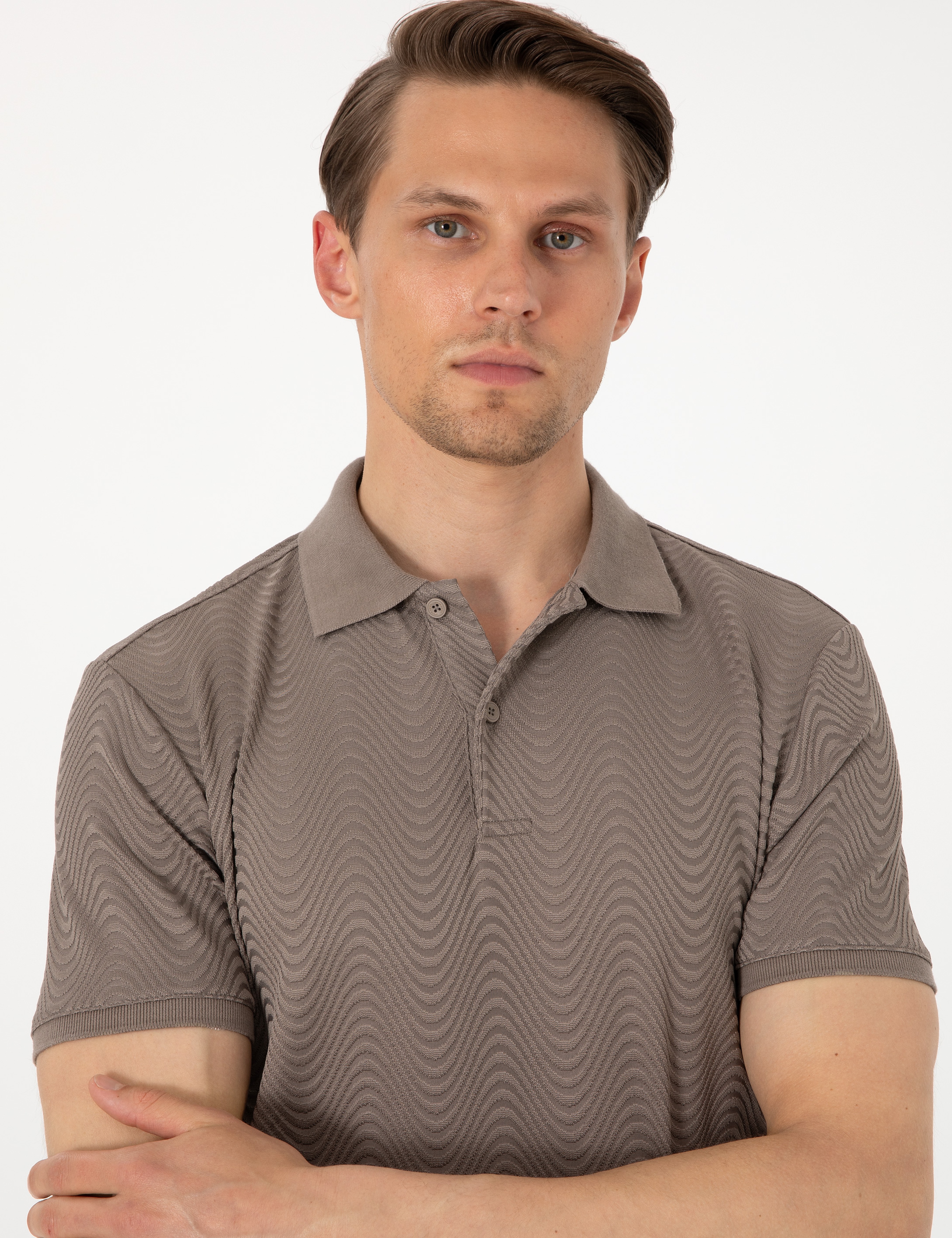 Koyu Vizon Slim Fit Polo Yaka Tişört - Image 2