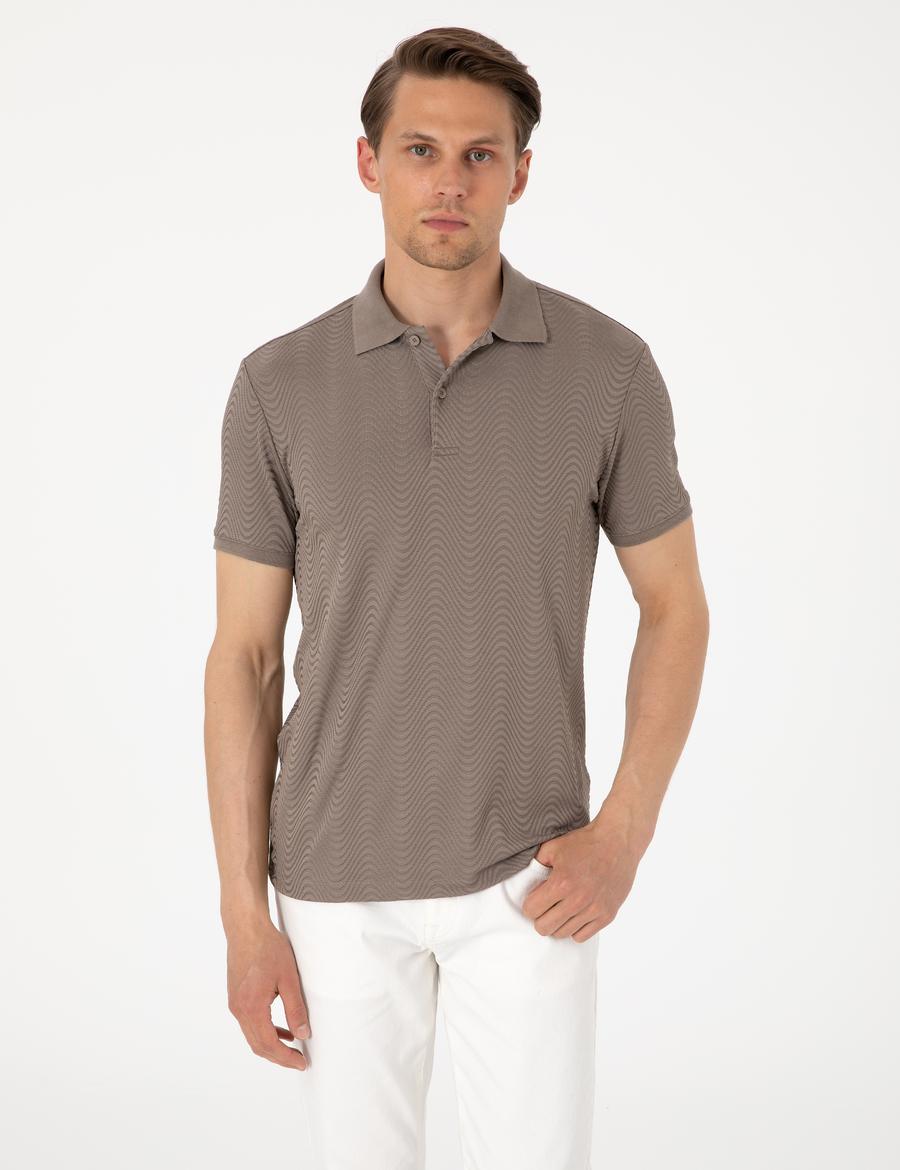 Koyu Vizon Slim Fit Polo Yaka Tişört