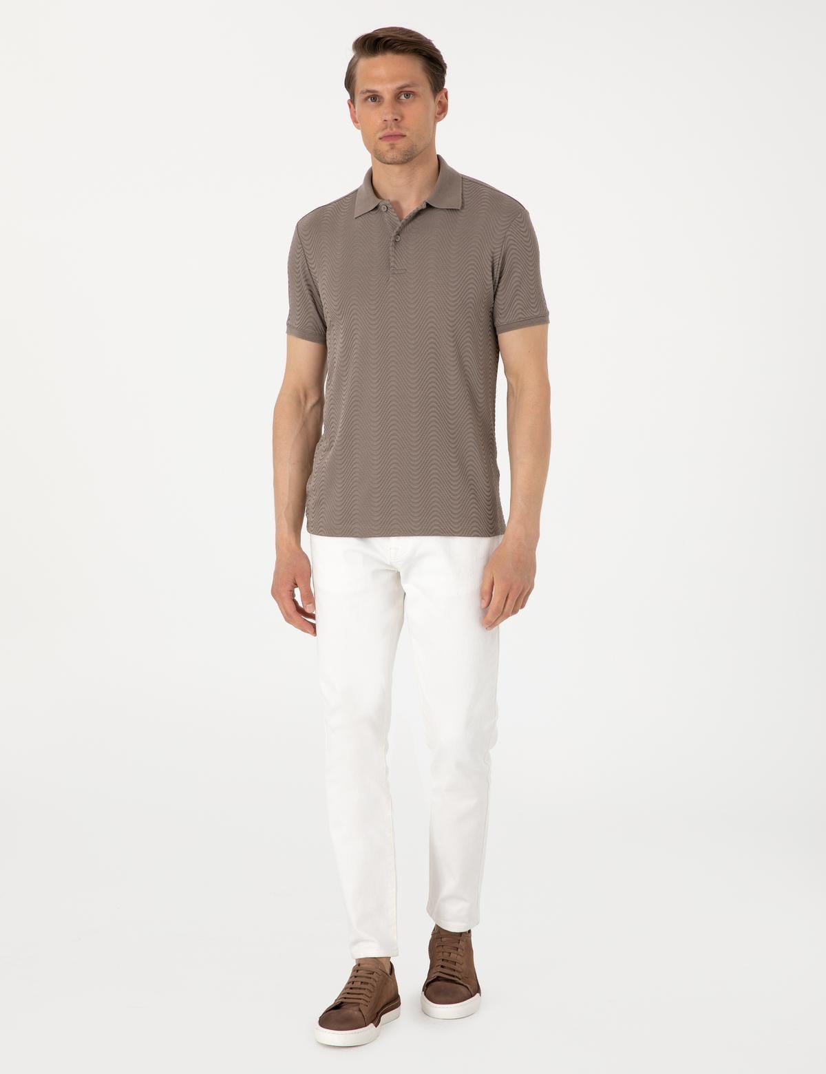 Koyu Vizon Slim Fit Polo Yaka Tişört - 50310233029