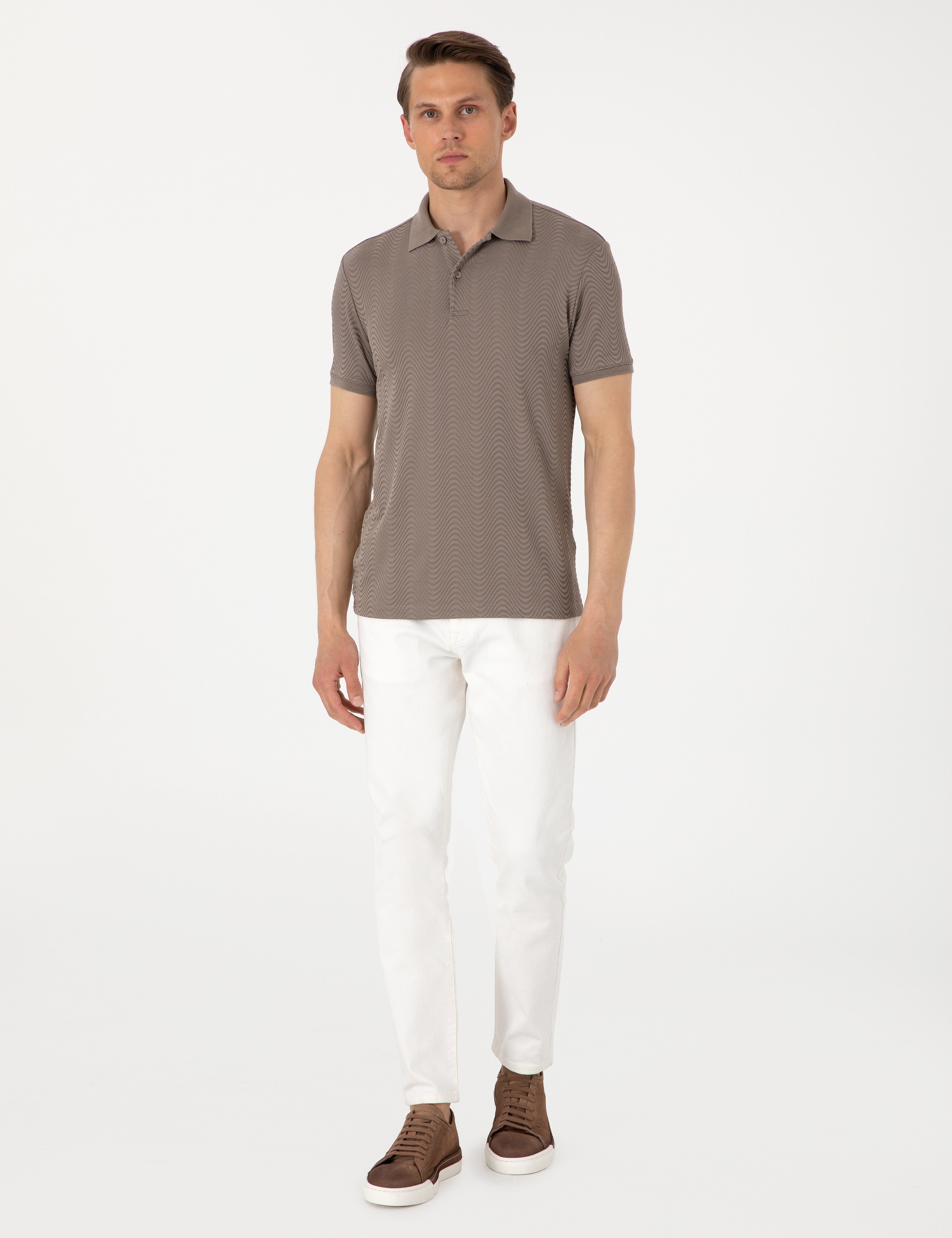 Koyu Vizon Slim Fit Polo Yaka Tişört