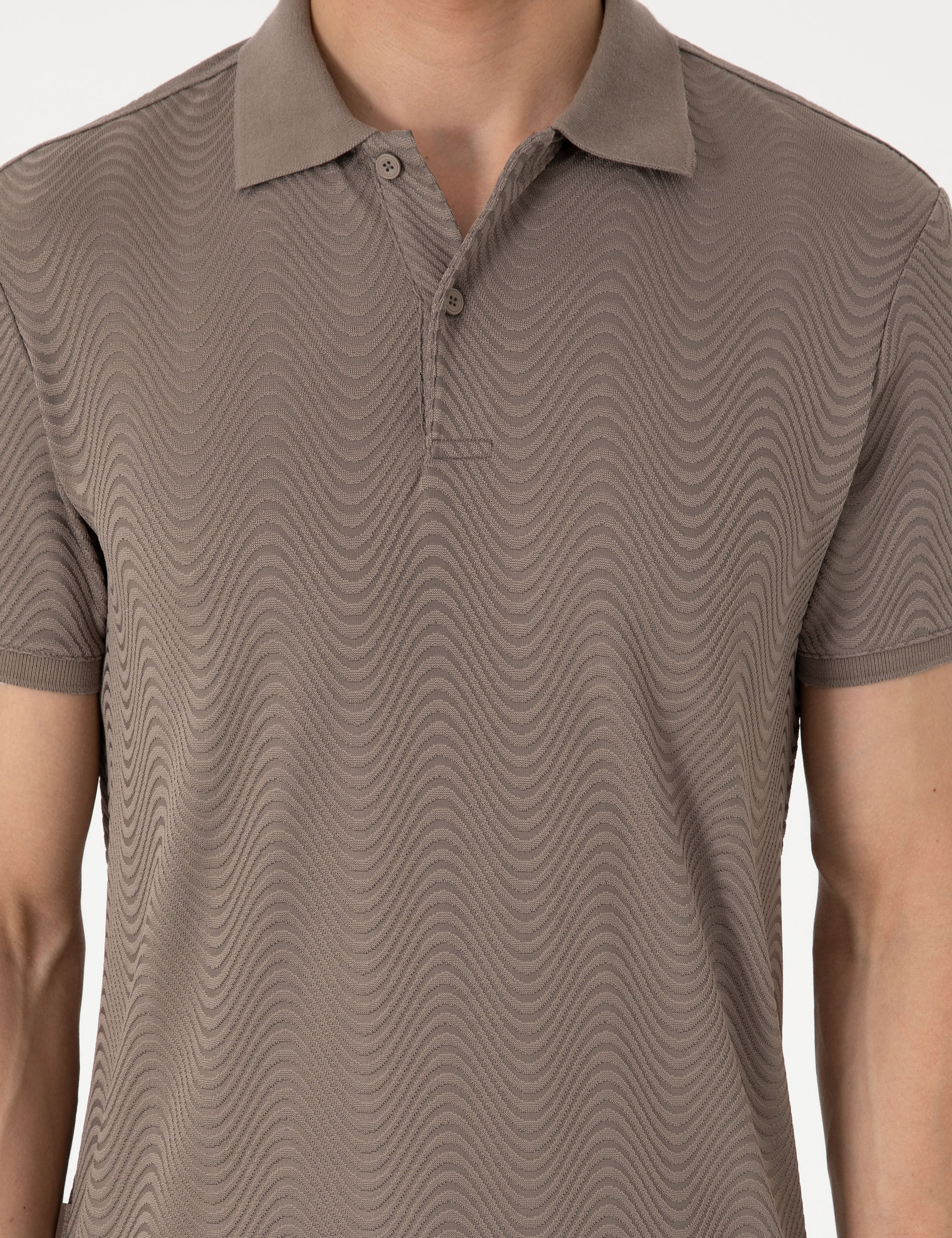 Koyu Vizon Slim Fit Polo Yaka Tişört - Image 6