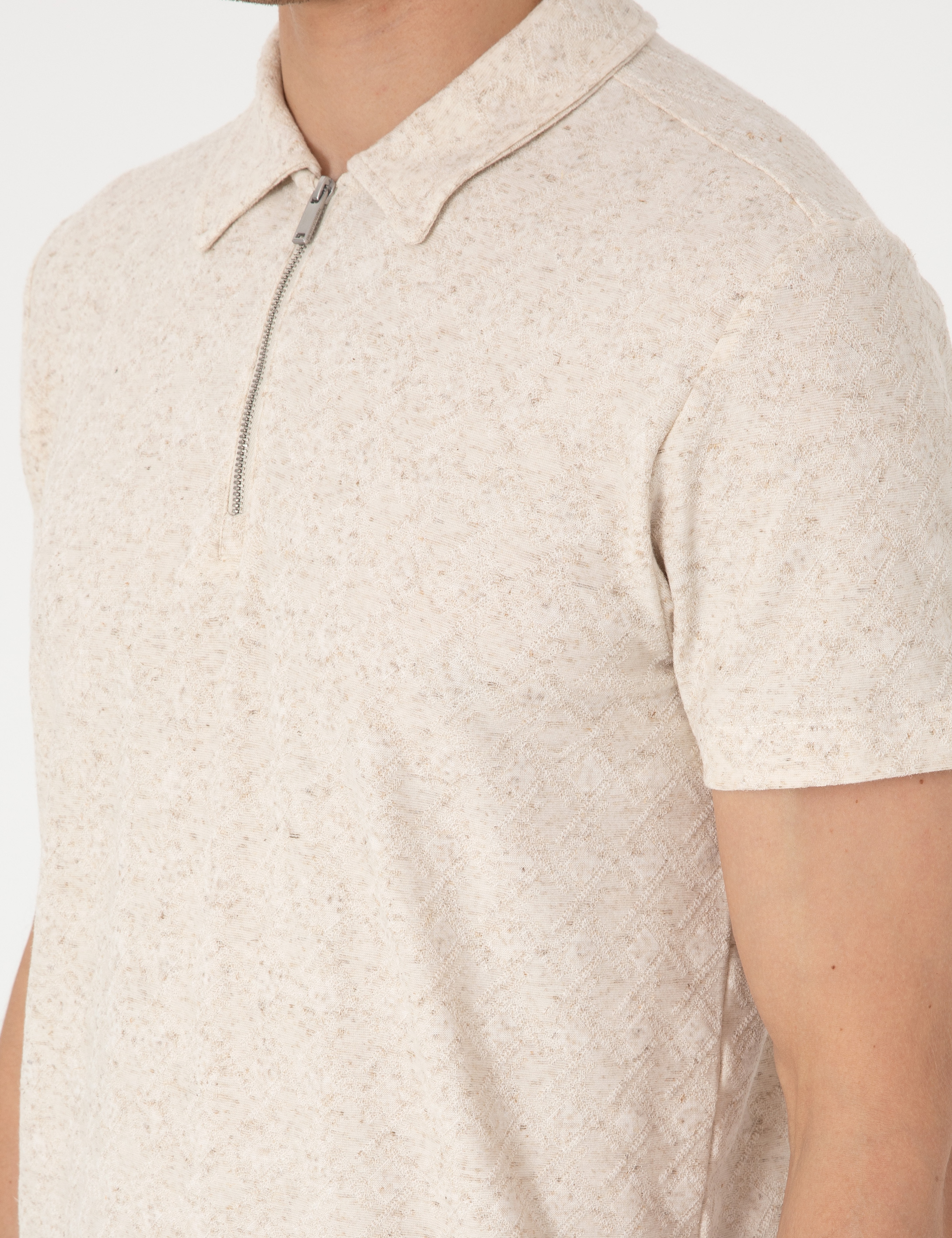 Bej Slim Fit Tişört - Image 7