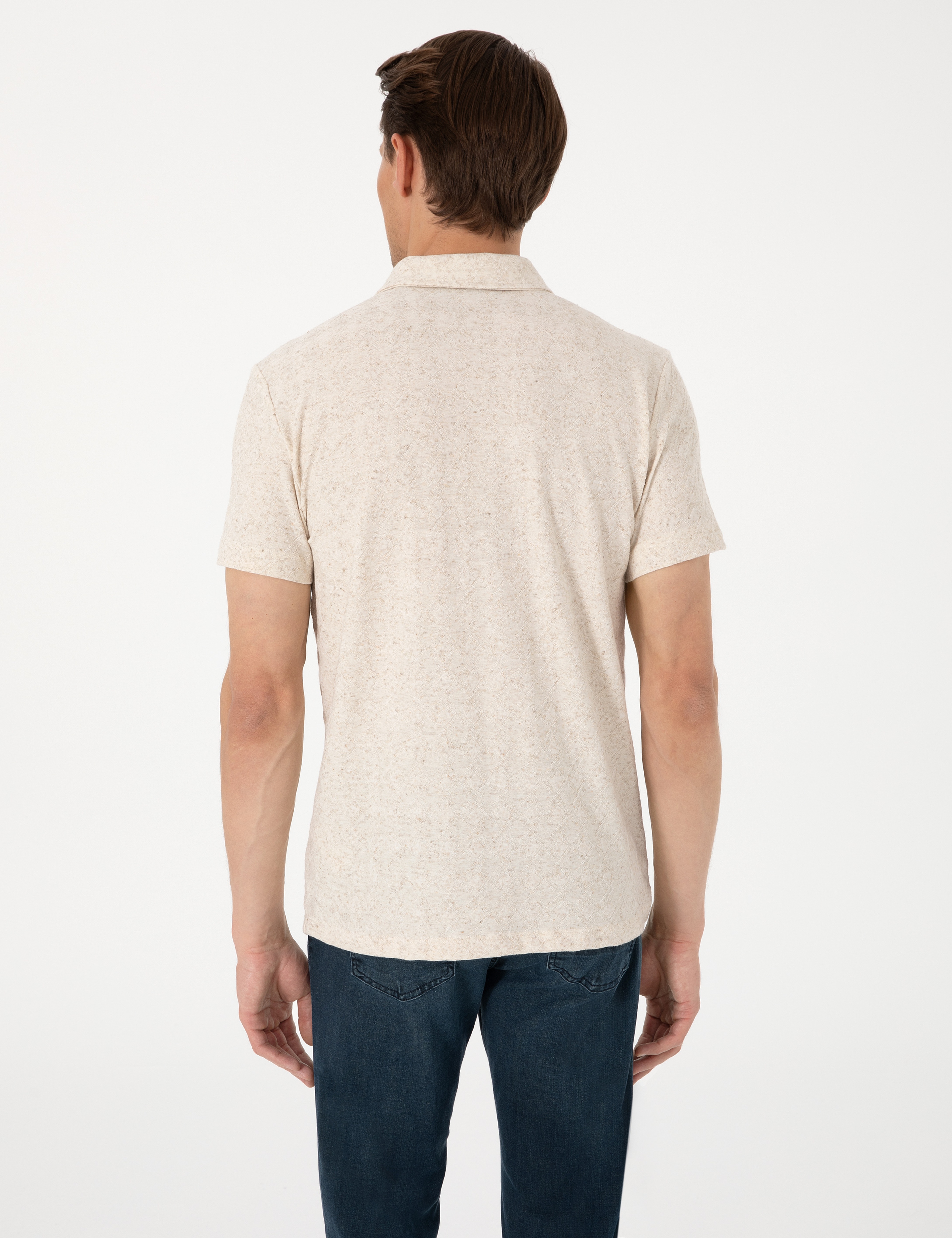 Bej Slim Fit Tişört - Image 5