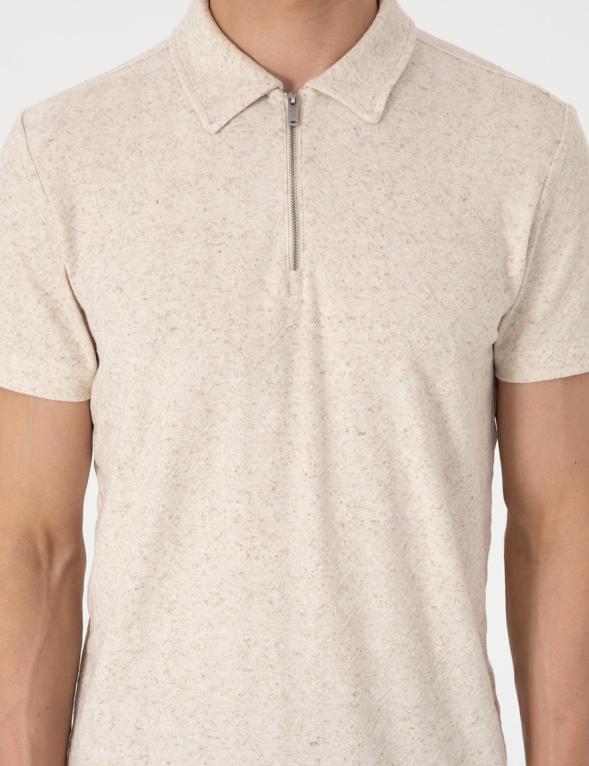 Bej Slim Fit Tişört - 50303869193