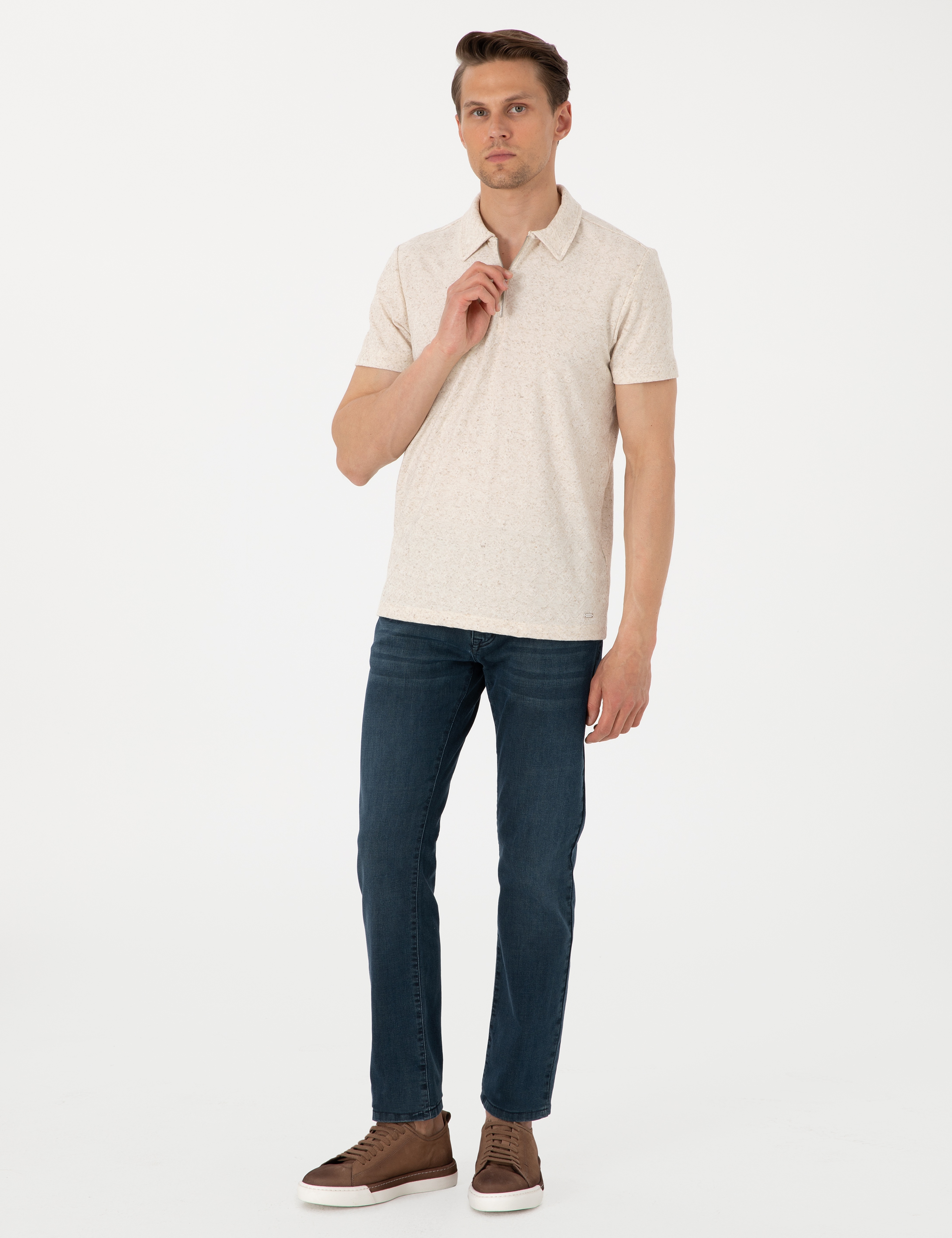 Bej Slim Fit Tişört - Image 4