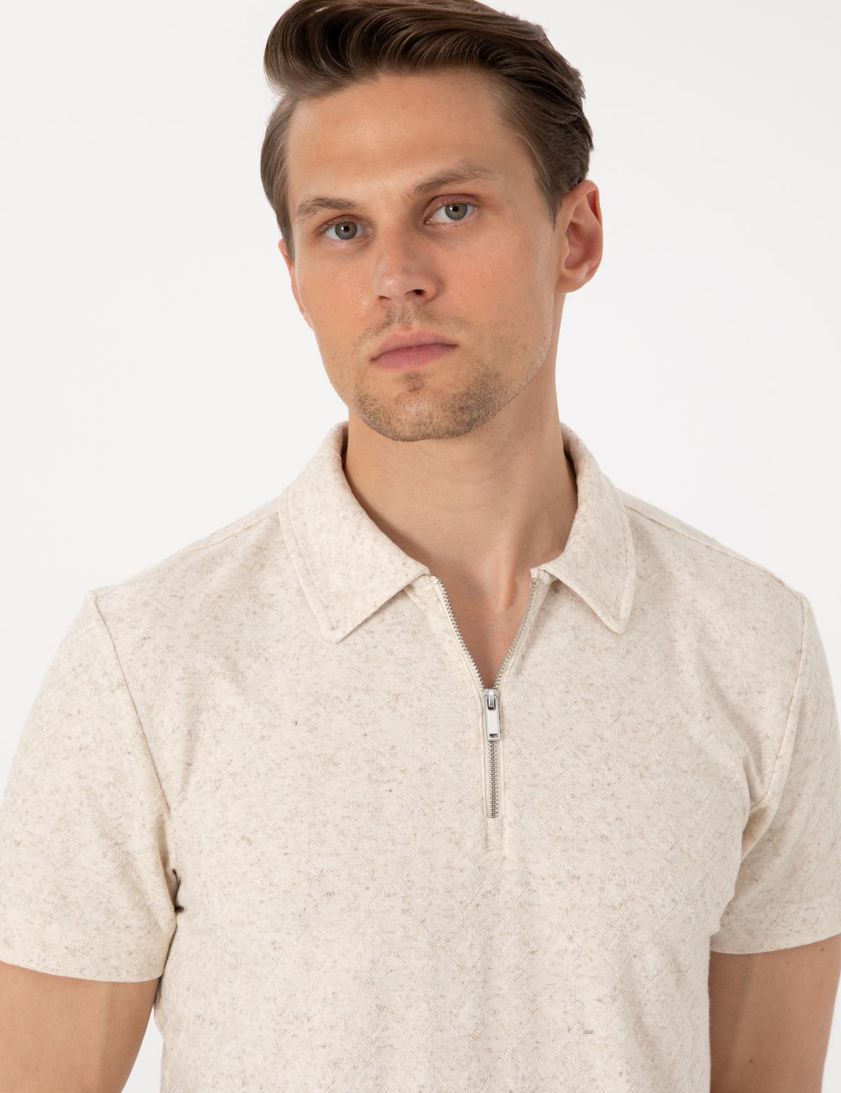 Bej Slim Fit Tişört - 50303869193