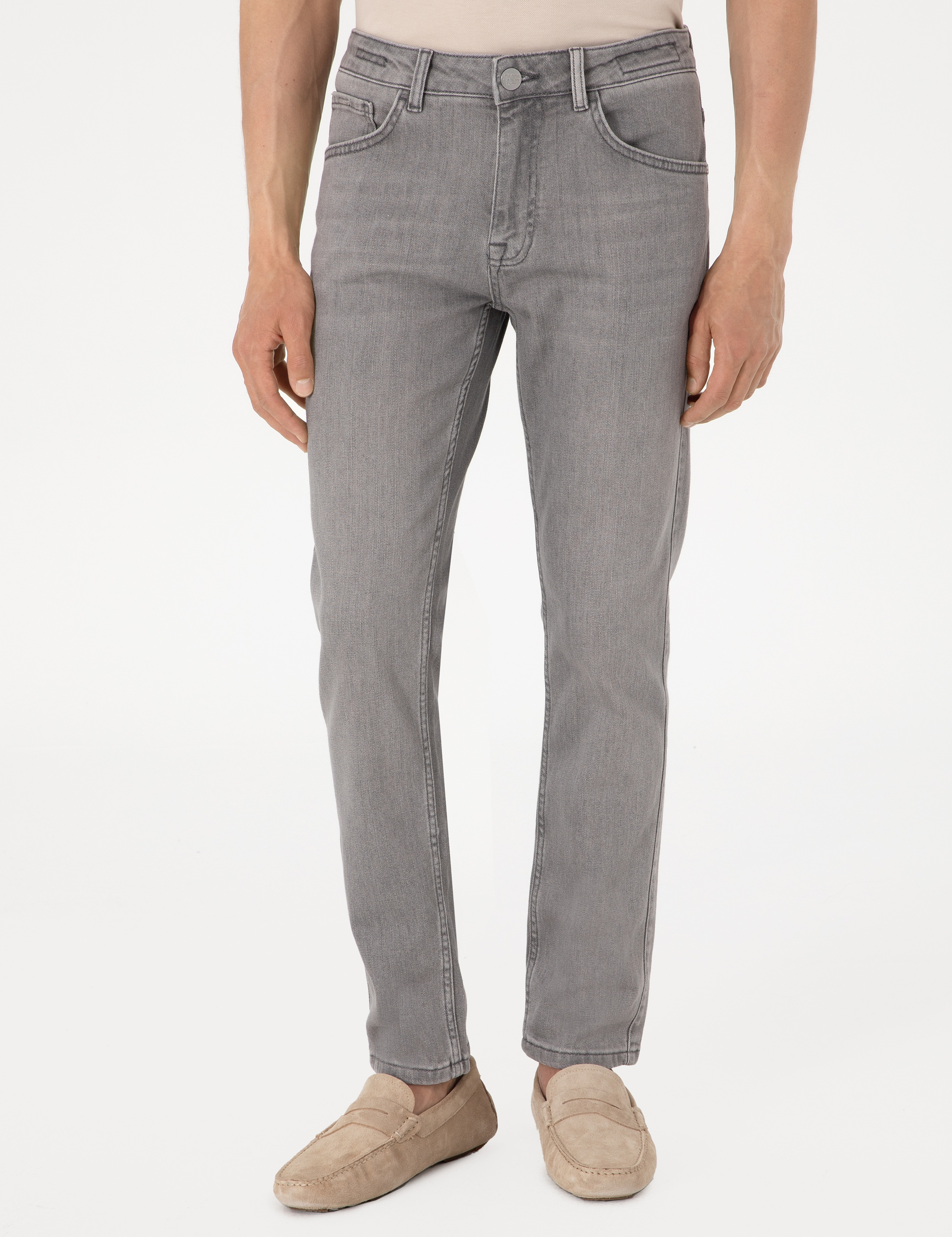 Gri Slim Fit Jean Pantolon - Image 2