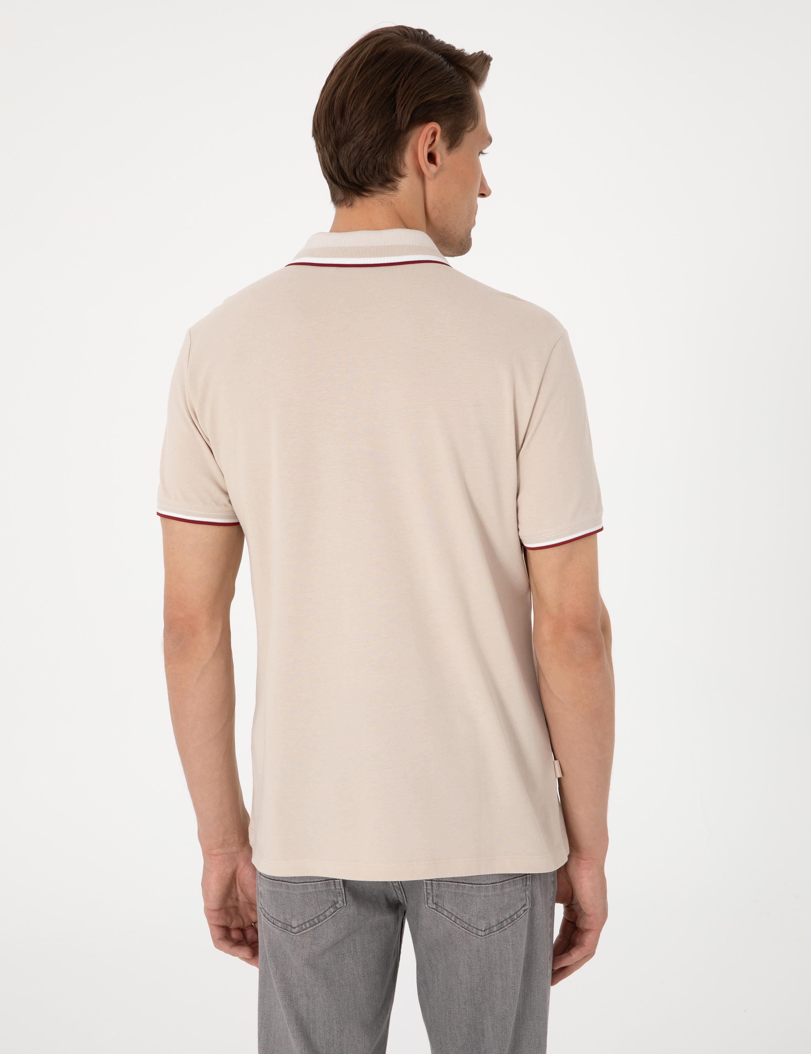 Bej Slim Fit Polo Yaka Tişört