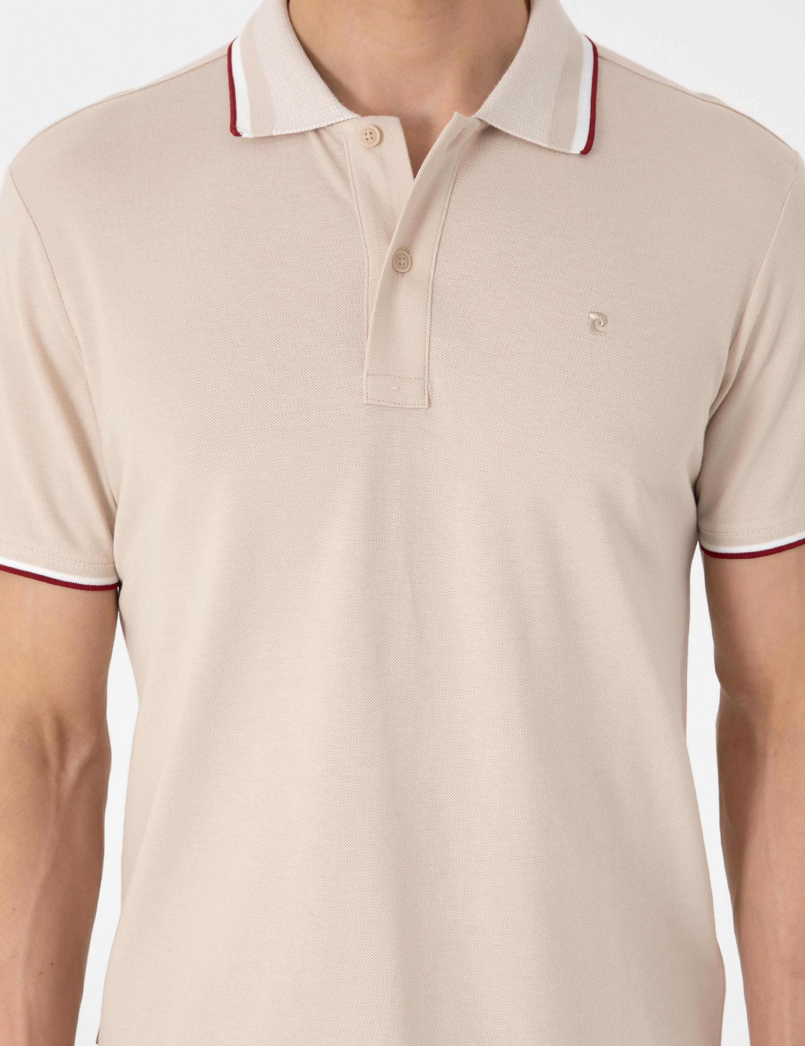 Bej Slim Fit Polo Yaka Tişört