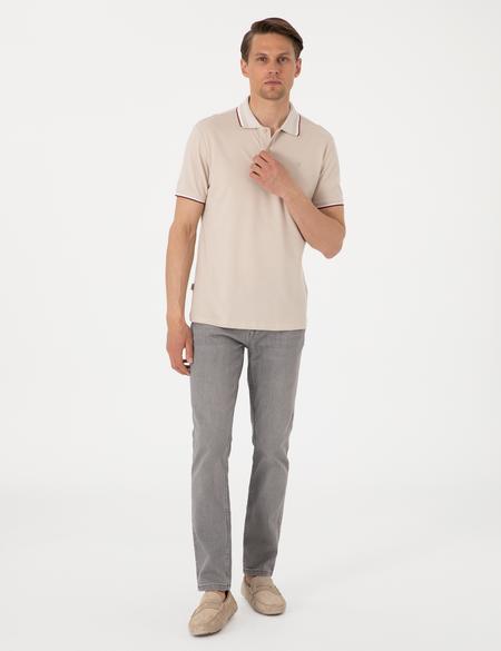 Bej Slim Fit Polo Yaka Tişört - 50310203028