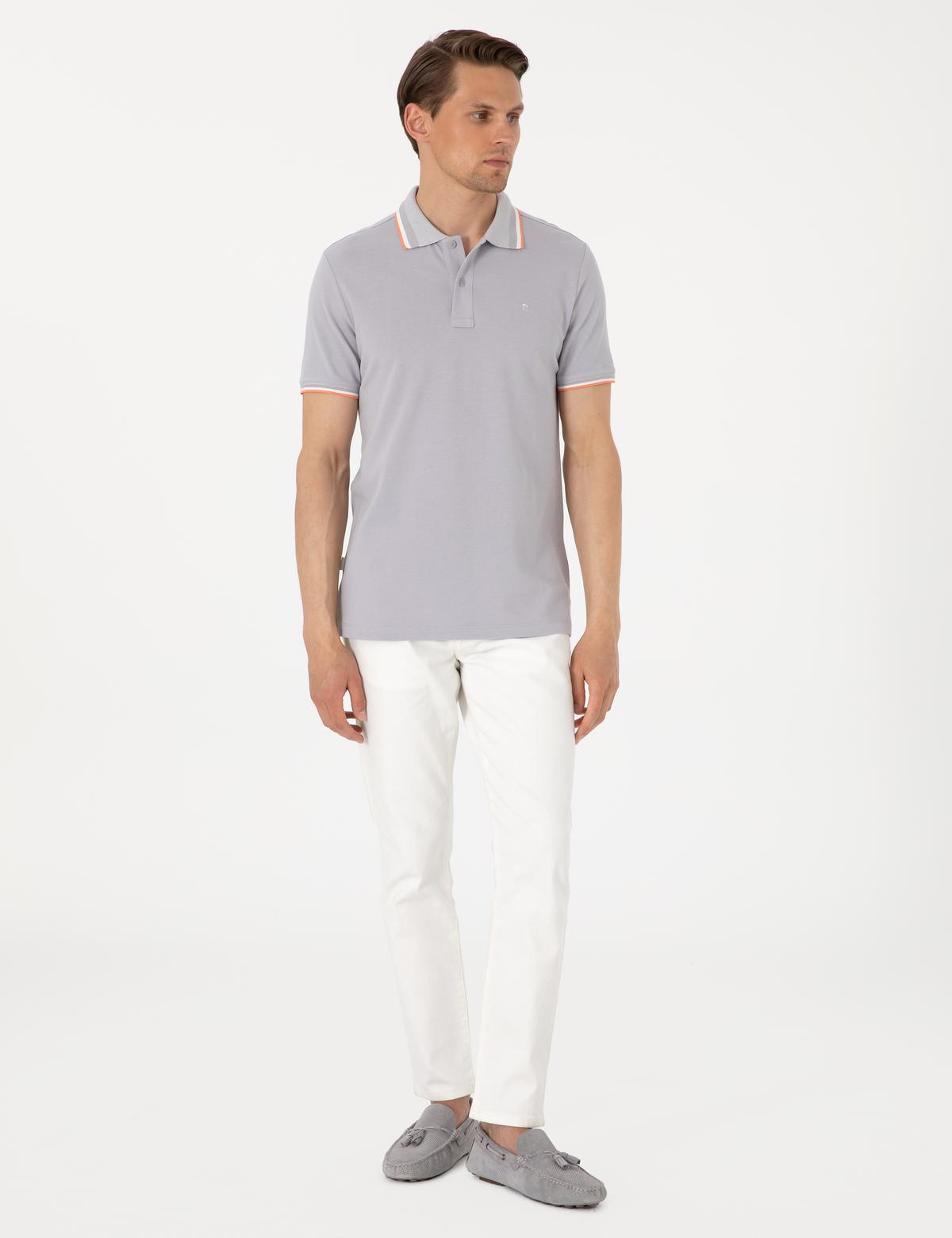 Açık Gri Slim Fit Polo Yaka Tişört - 50310203037
