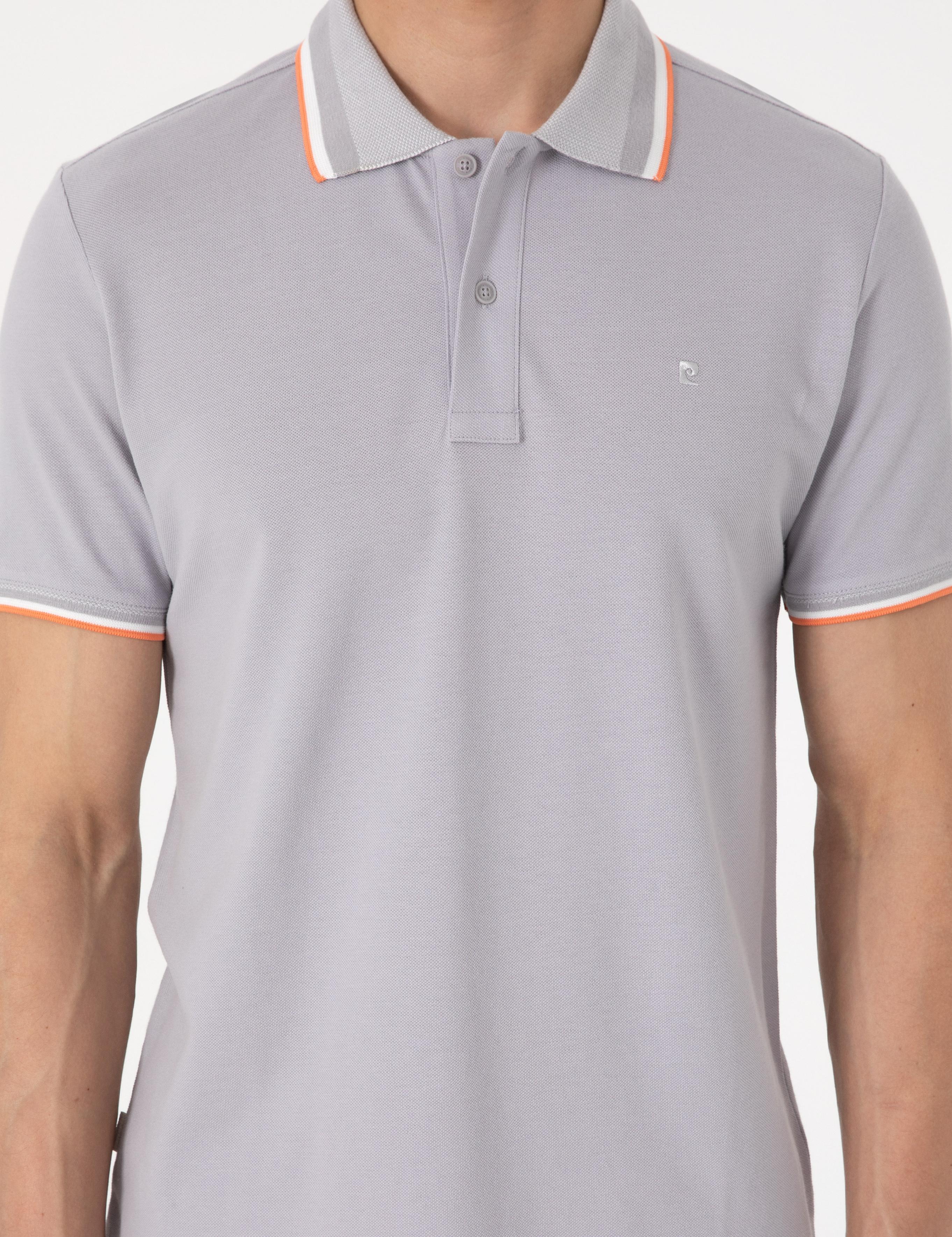 Açık Gri Slim Fit Polo Yaka Tişört