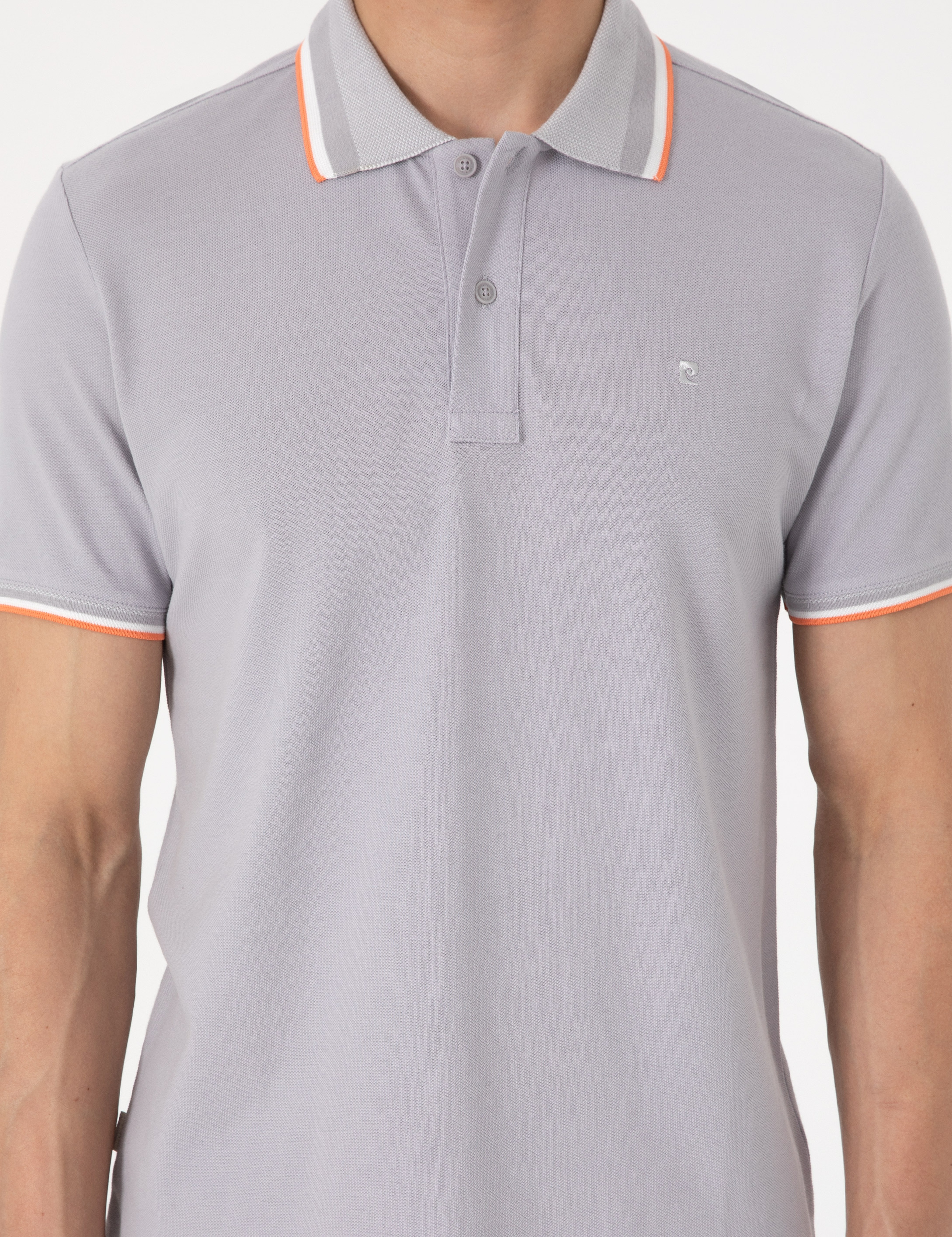 Açık Gri Slim Fit %100 Pamuk Polo Yaka Tişört - Image 6