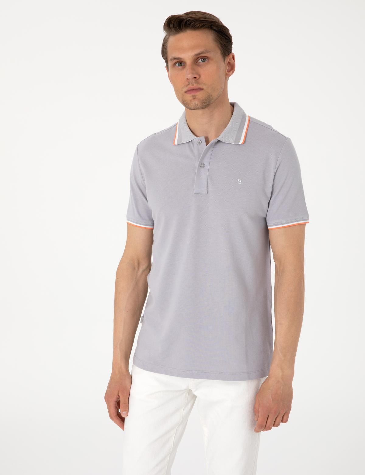 Açık Gri Slim Fit Polo Yaka Tişört