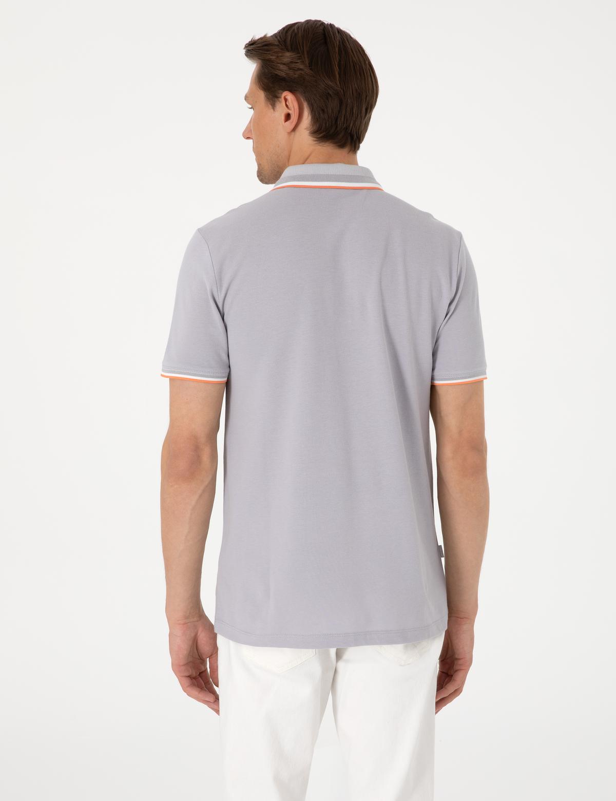 Açık Gri Slim Fit Polo Yaka Tişört - 50310203037