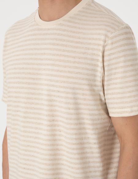 Bej Regular Fit Keten Karışımlı Tişört - 50303857193