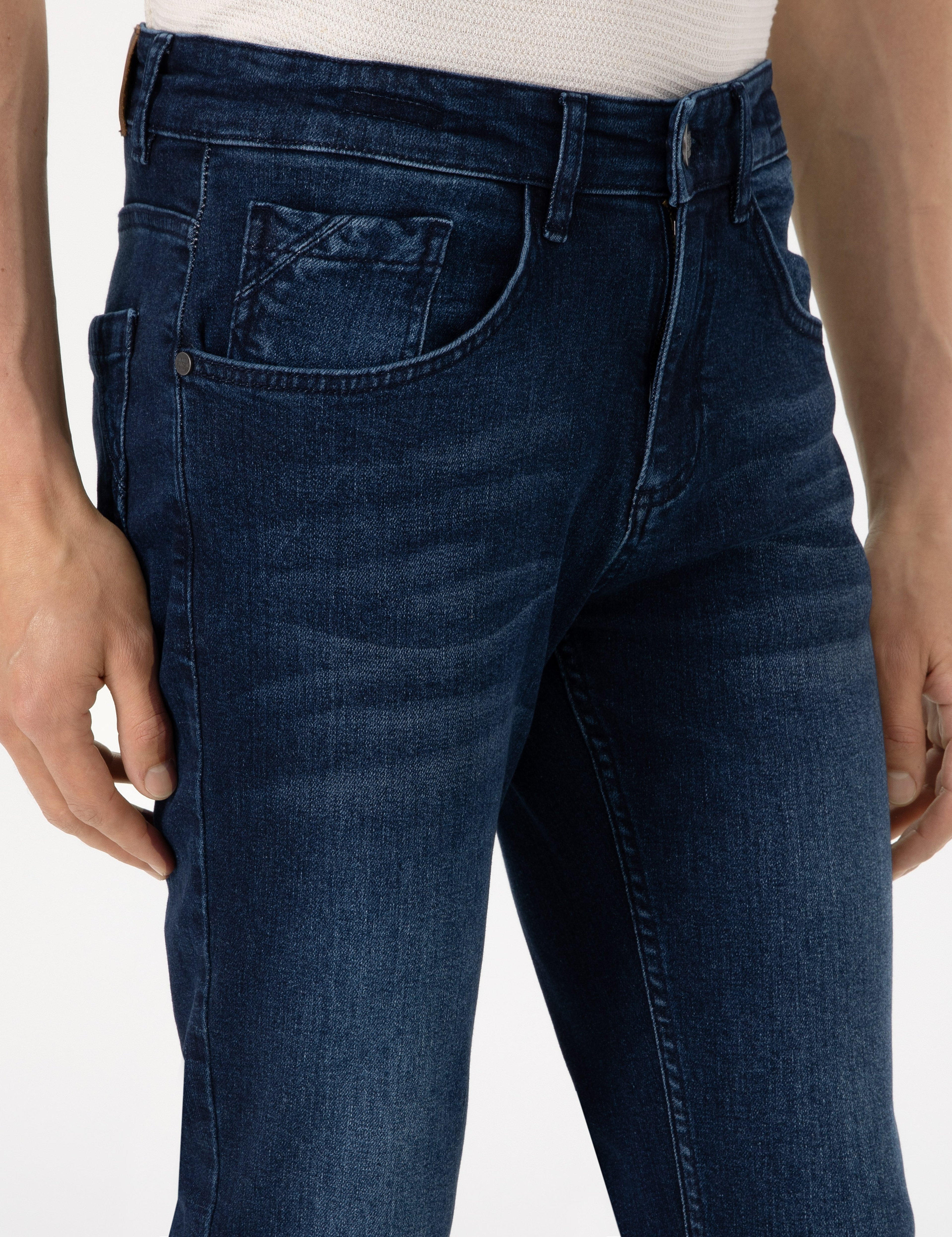 Lacivert Slim Fit Jean Pantolon - Image 5