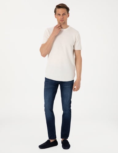 Lacivert Slim Fit Jean Pantolon