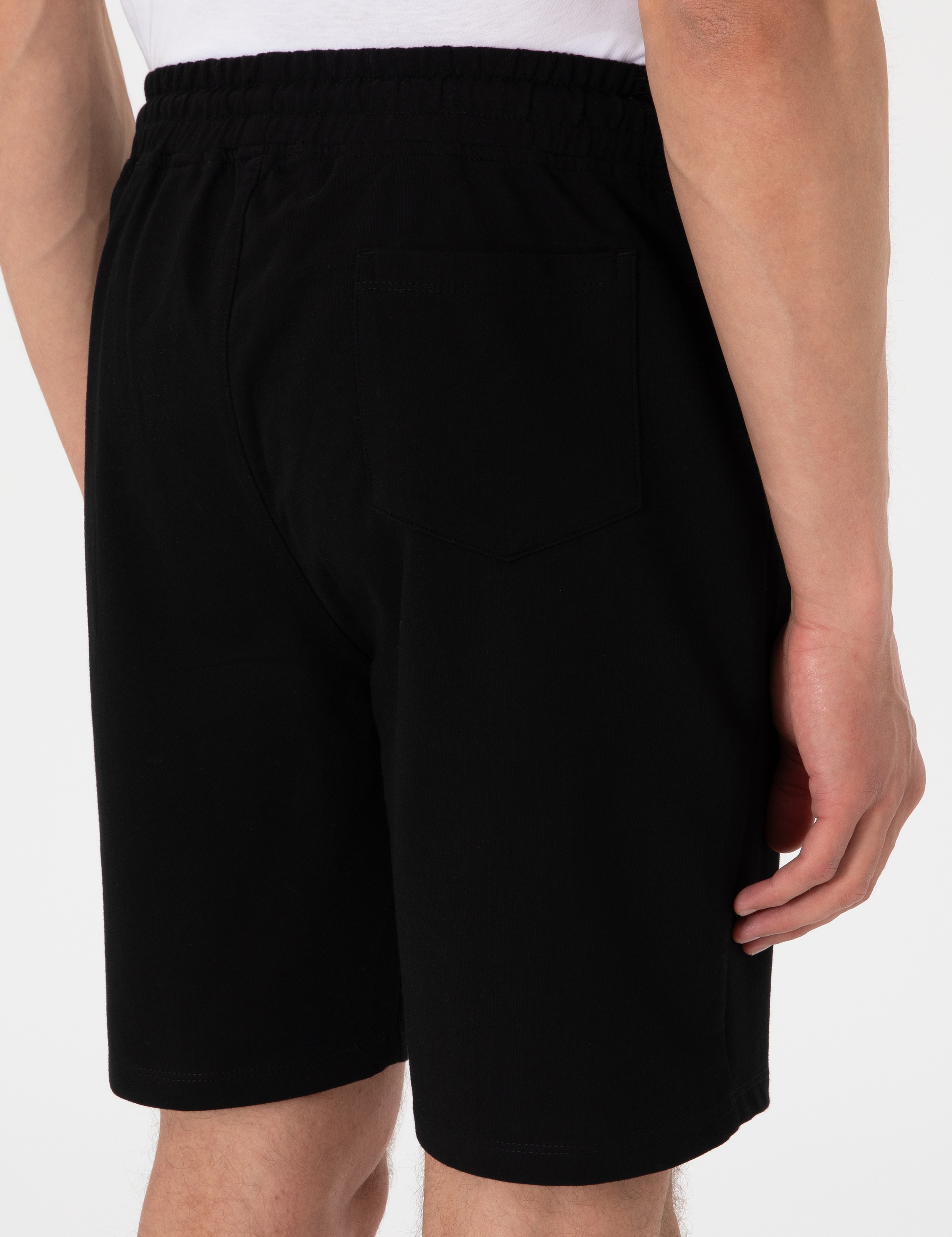 Siyah Regular Fit Örme Şort - Image 6