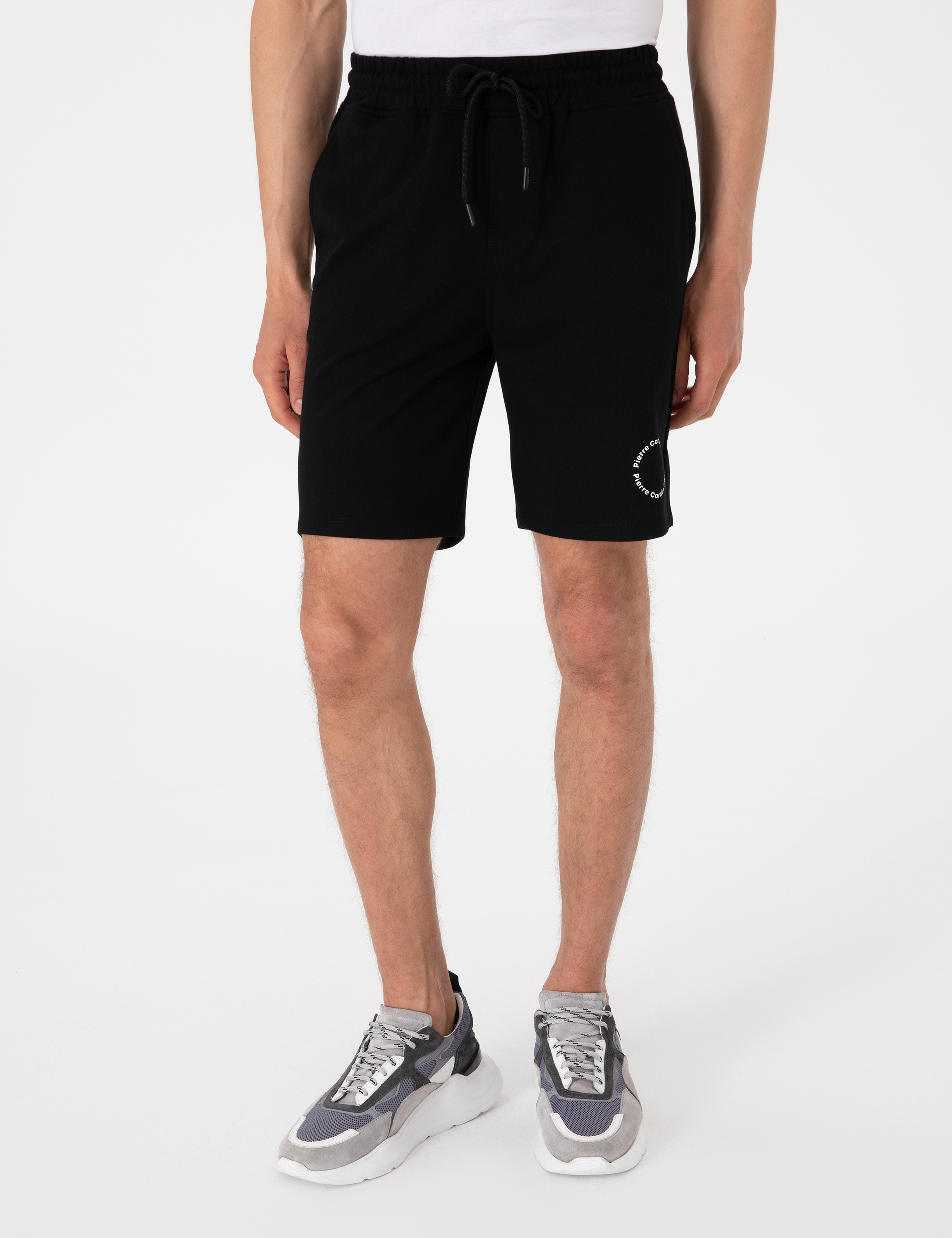 Siyah Regular Fit Örme Şort - Image 2