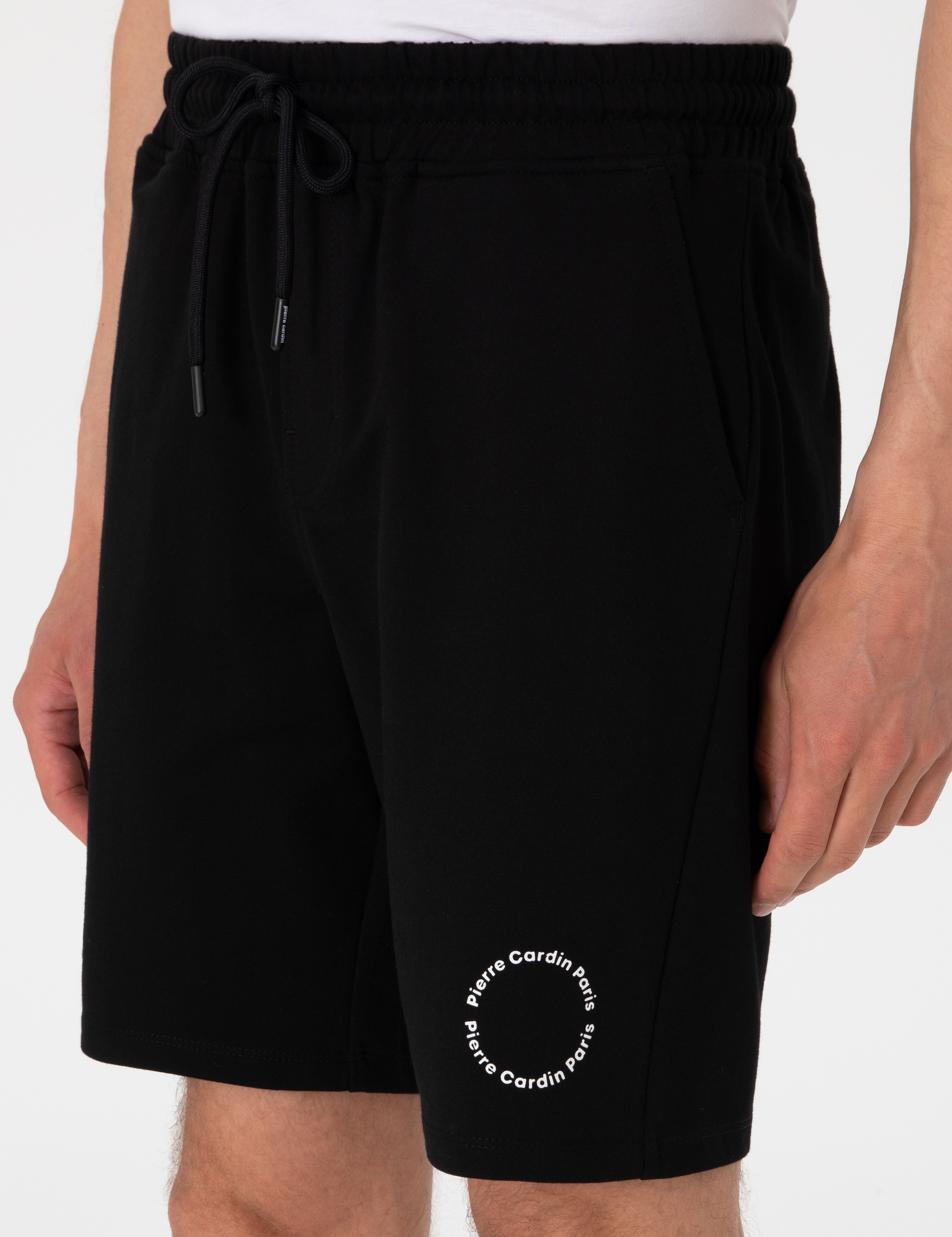 Siyah Regular Fit Örme Şort - Image 5