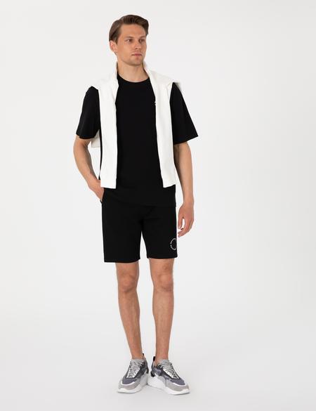 Siyah Regular Fit Örme Şort - 50310107017