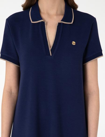 Lacivert Regular Fit Polo Yaka Örme Elbise - 50308462015
