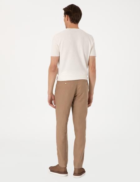Kahverengi Carrot Fit %100 Keten Kanvas Pantolon - 50285714341