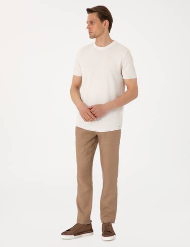 Kahverengi Carrot Fit %100 Keten Kanvas Pantolon