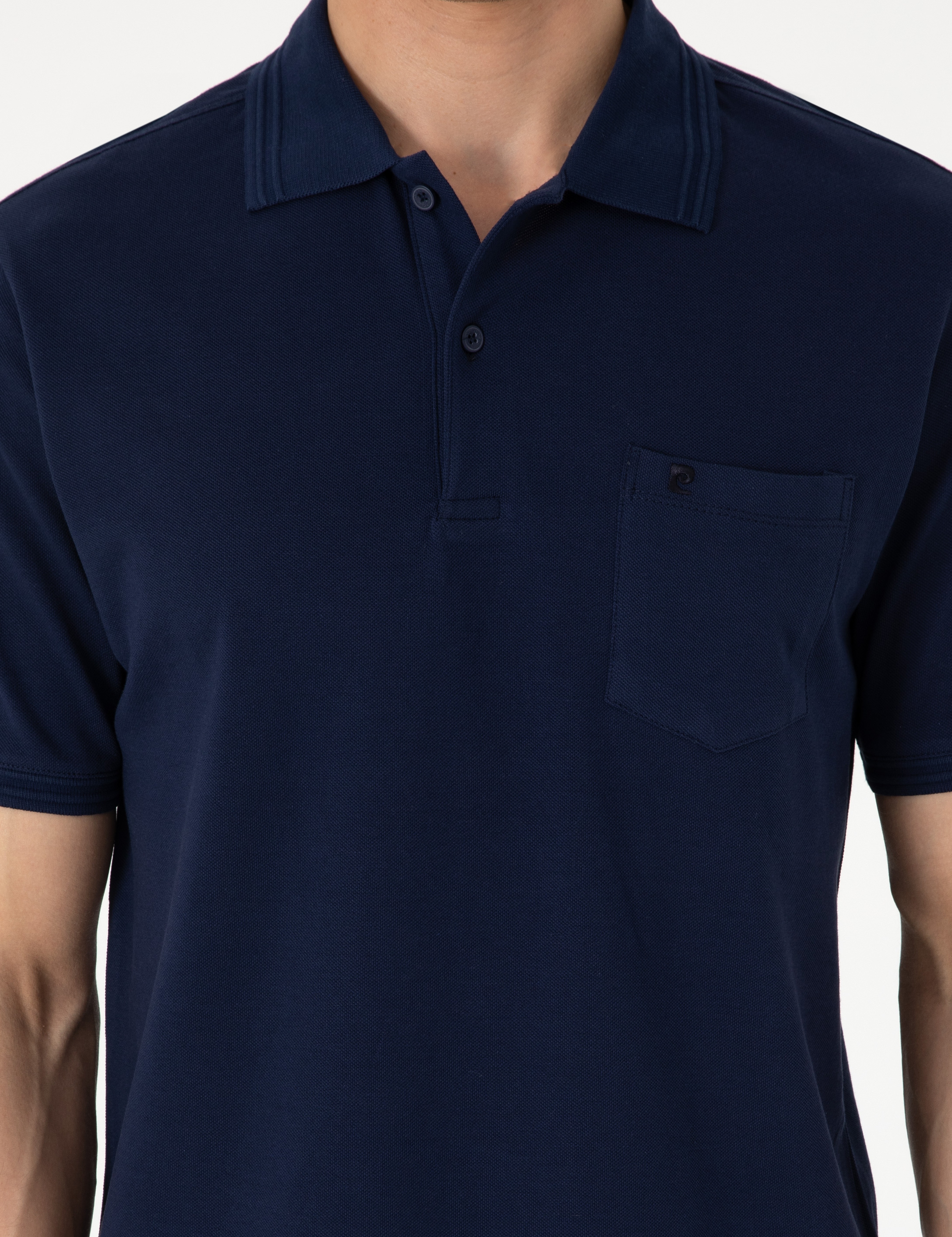 Lacivert Regular Fit %100 Pamuk Cepli Düğmeli Polo Yaka Basic Tişört