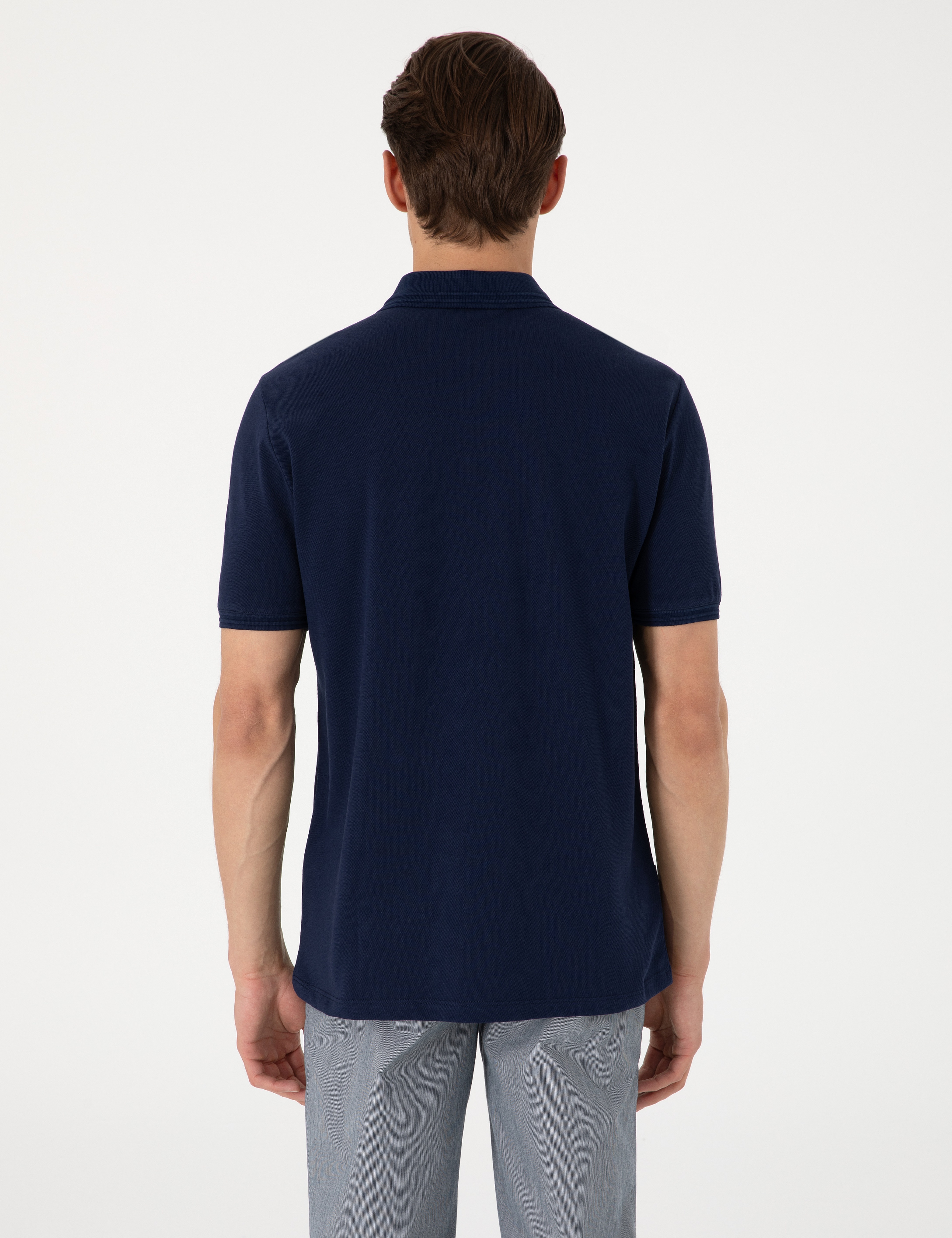 Lacivert Regular Fit %100 Pamuk Cepli Düğmeli Polo Yaka Basic Tişört