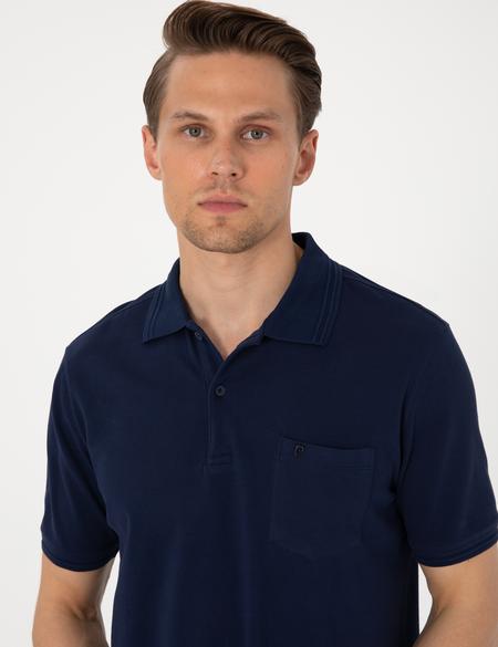 Lacivert Regular Fit %100 Pamuk Polo Yaka Basic Tişört - 50306552006